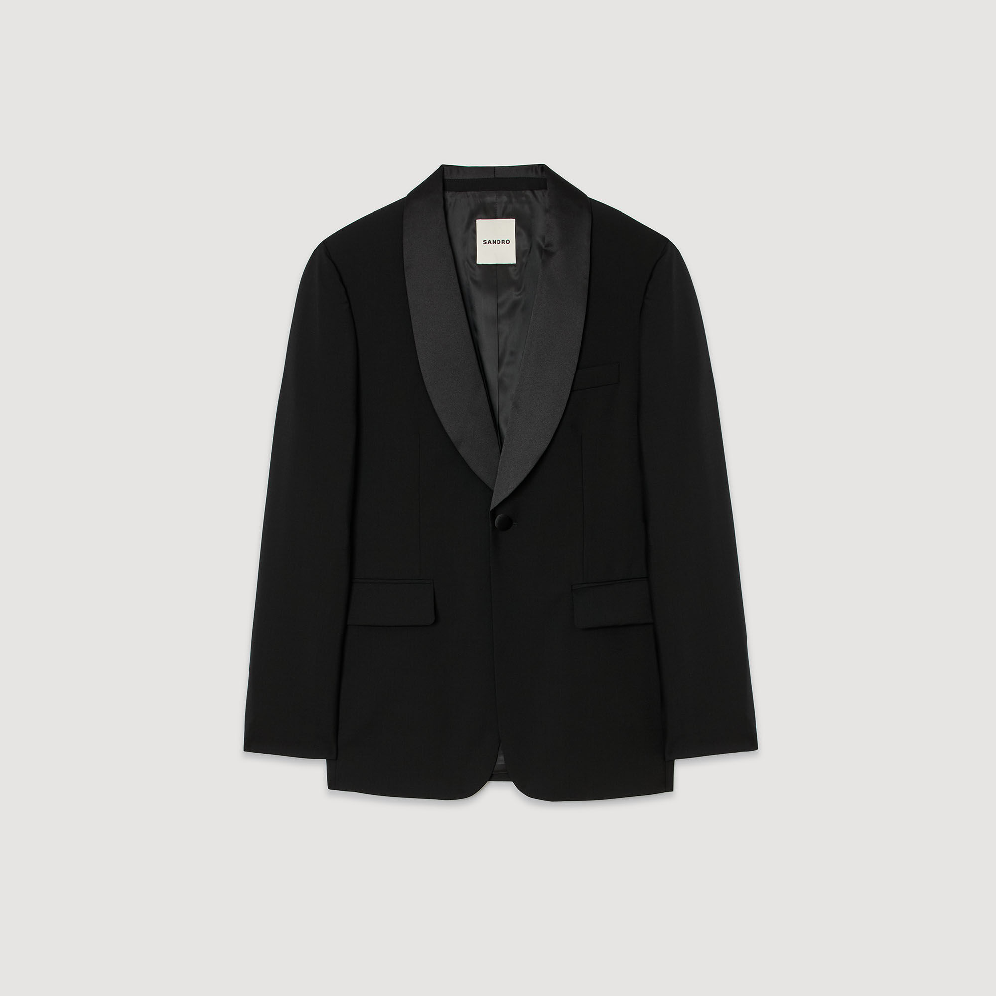 Chaqueta de lana con cuello chal