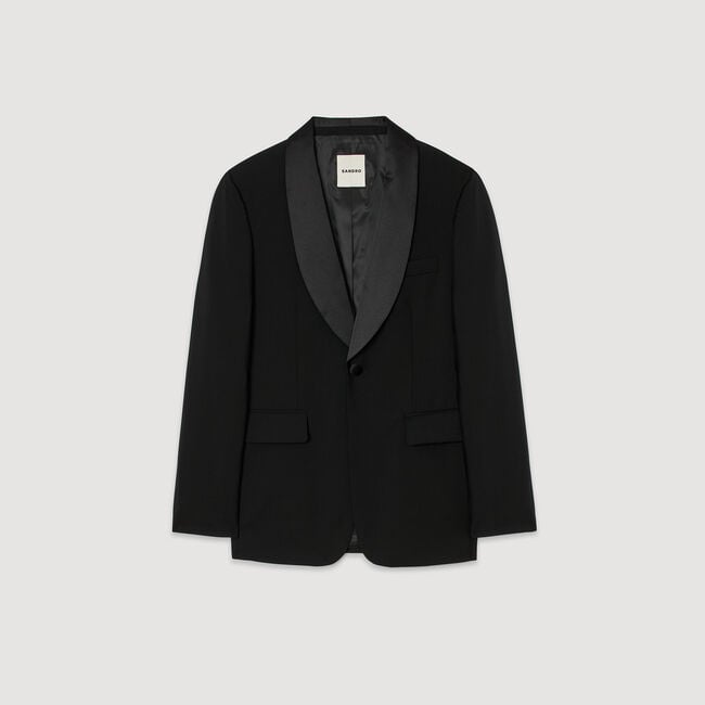 Chaqueta de lana con cuello chal