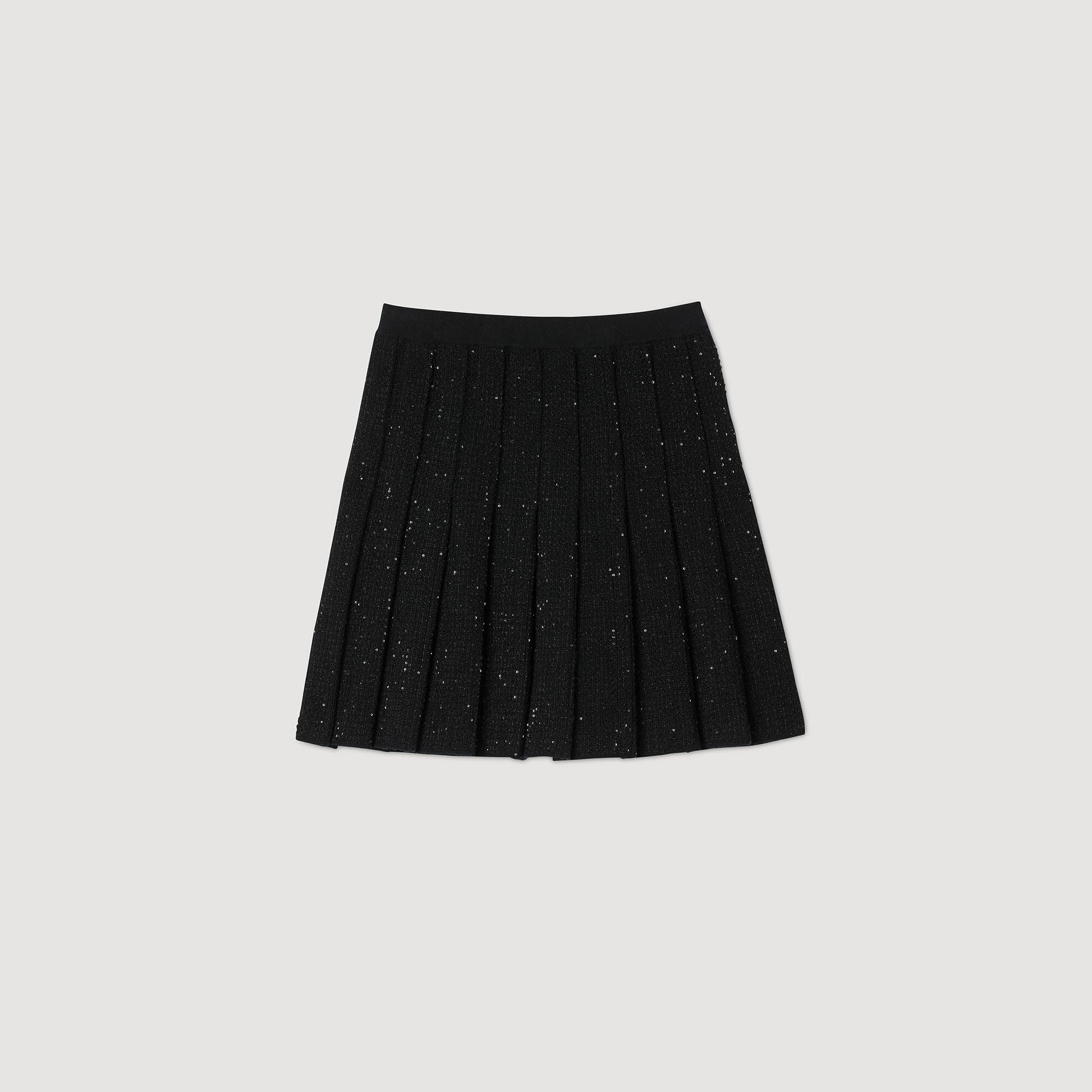 Falda corta plisada de tweed