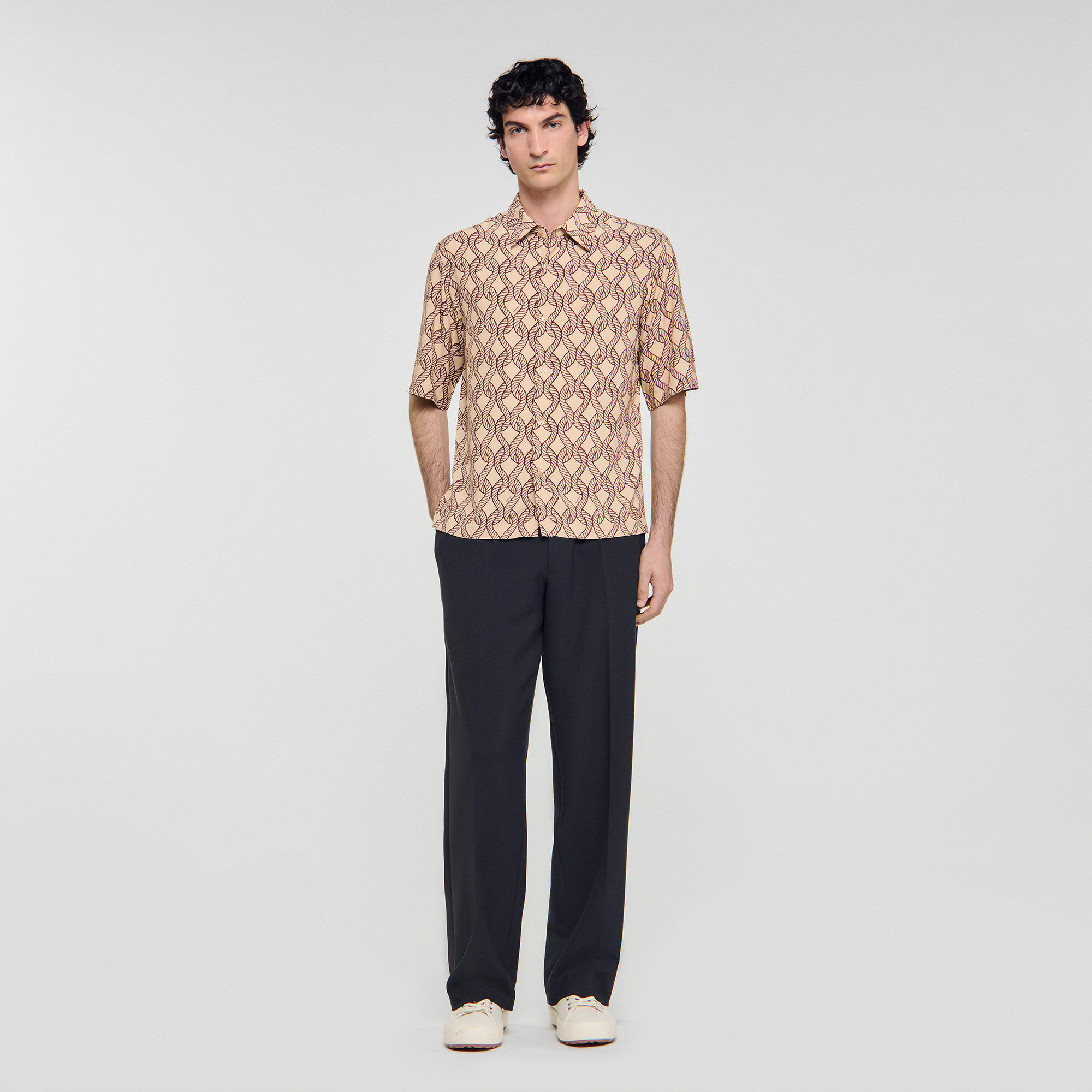 Camisa fluida con estampado de cuerda