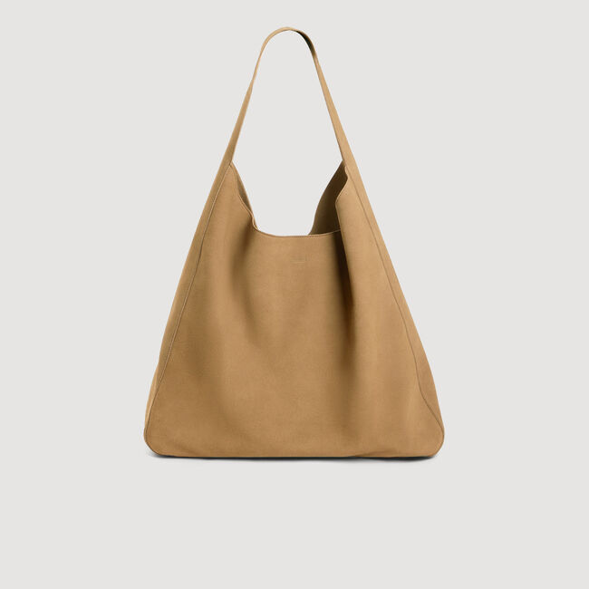 Bolso hobo de serraje con logo