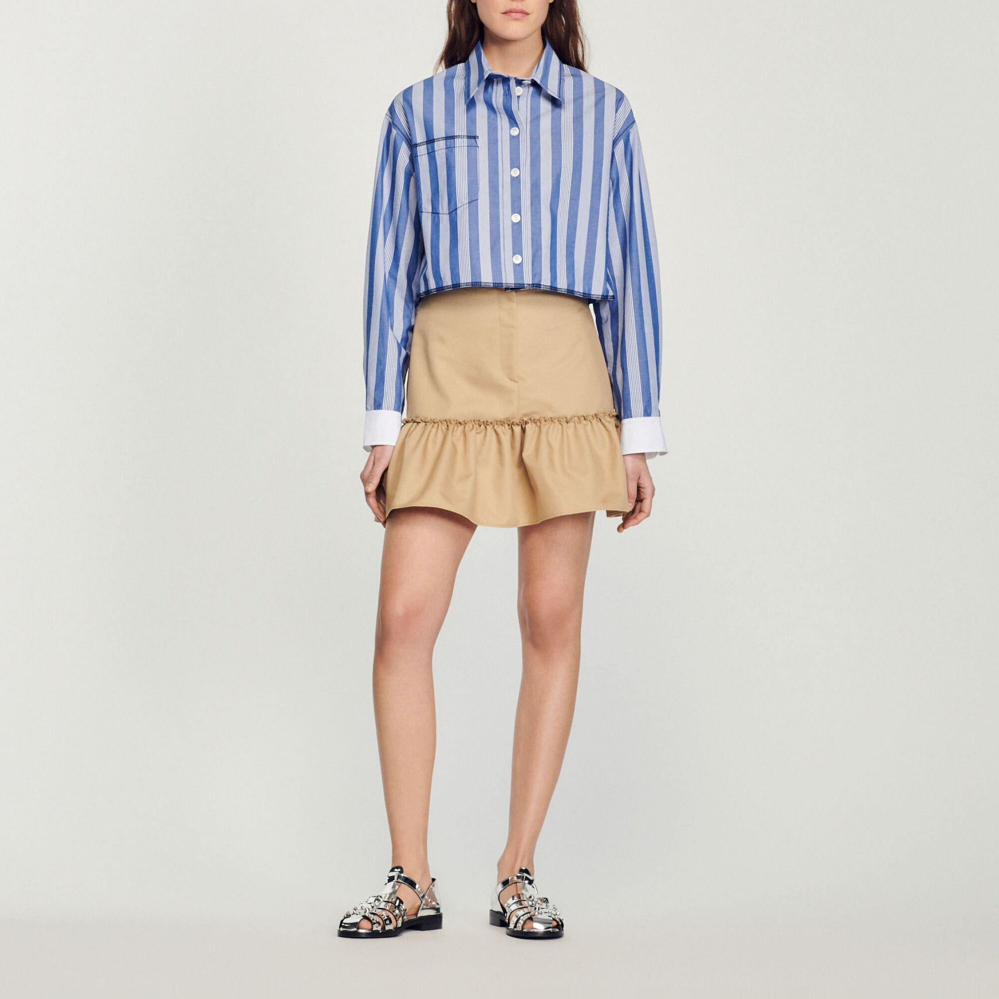 Camisa corta de rayas