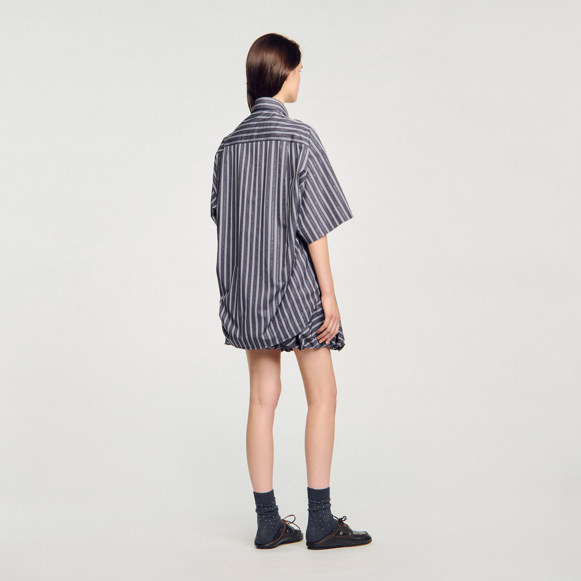 Camisa oversize de rayas con strass - Mujer | Sandro