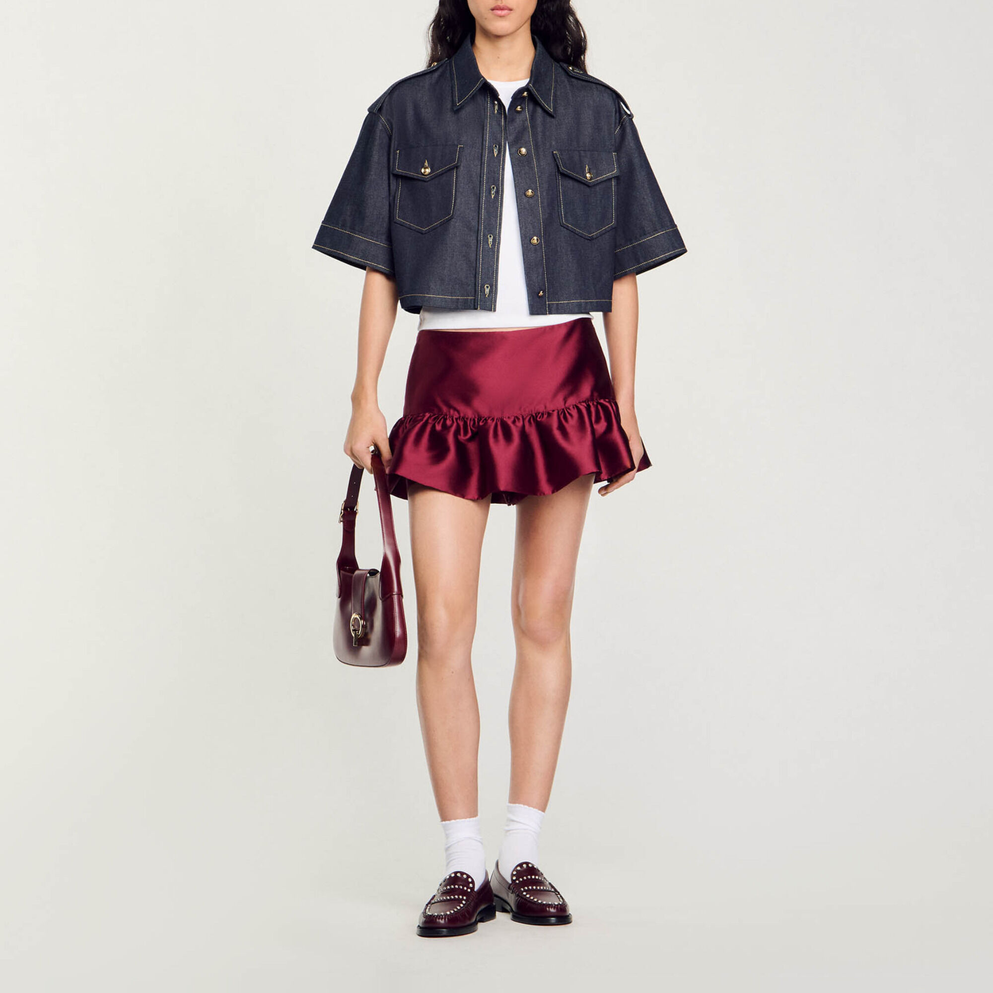 Falda pantal&oacute;n corta de raso