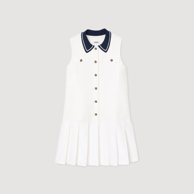 Vestido corto con cuello en contraste