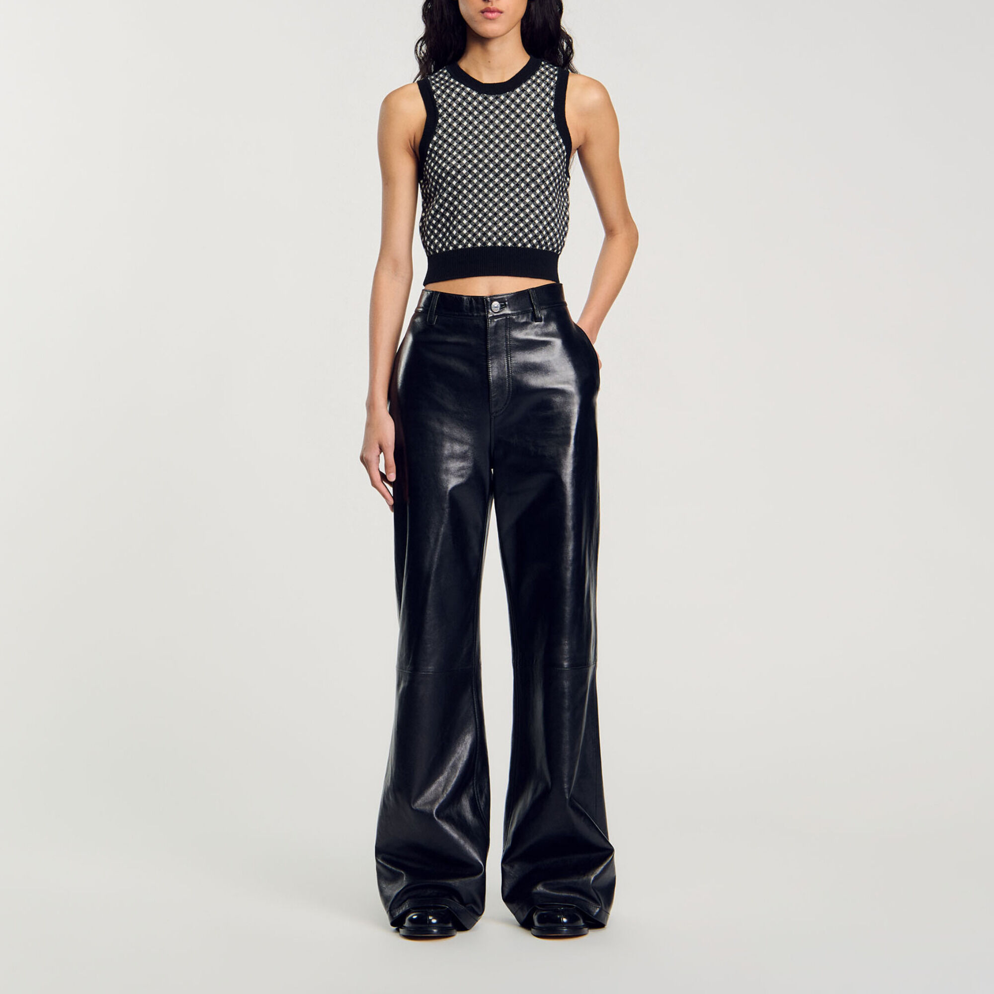 Top de punto a cuadros