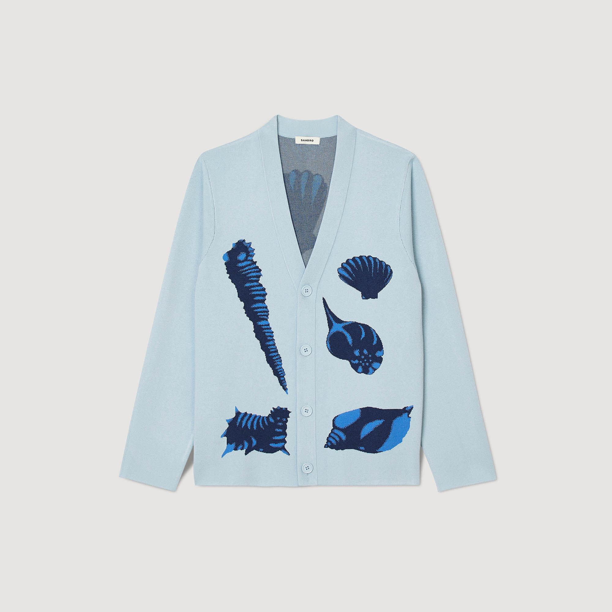 Cárdigan de punto con conchas jacquard