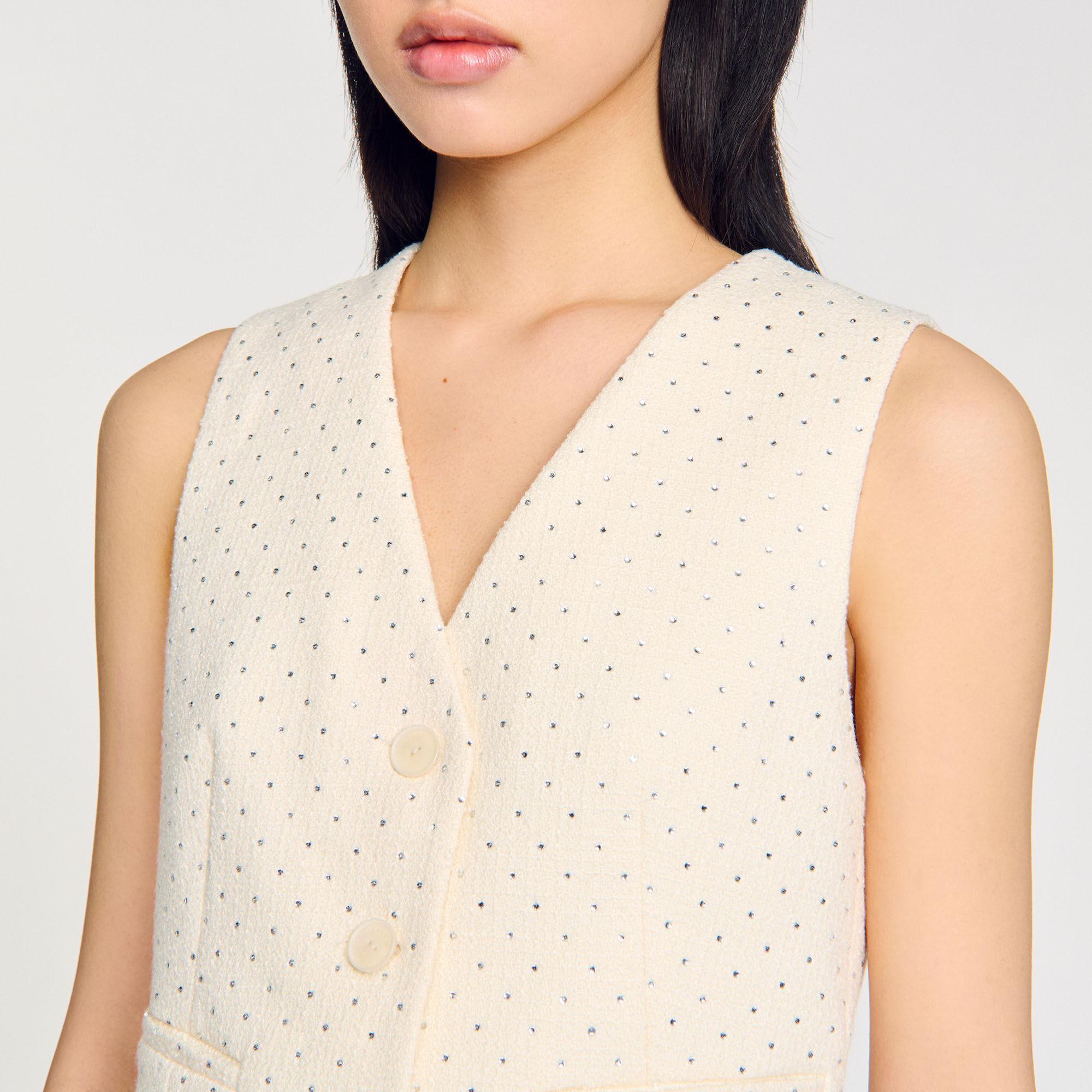 Chaqueta de tweed con strass