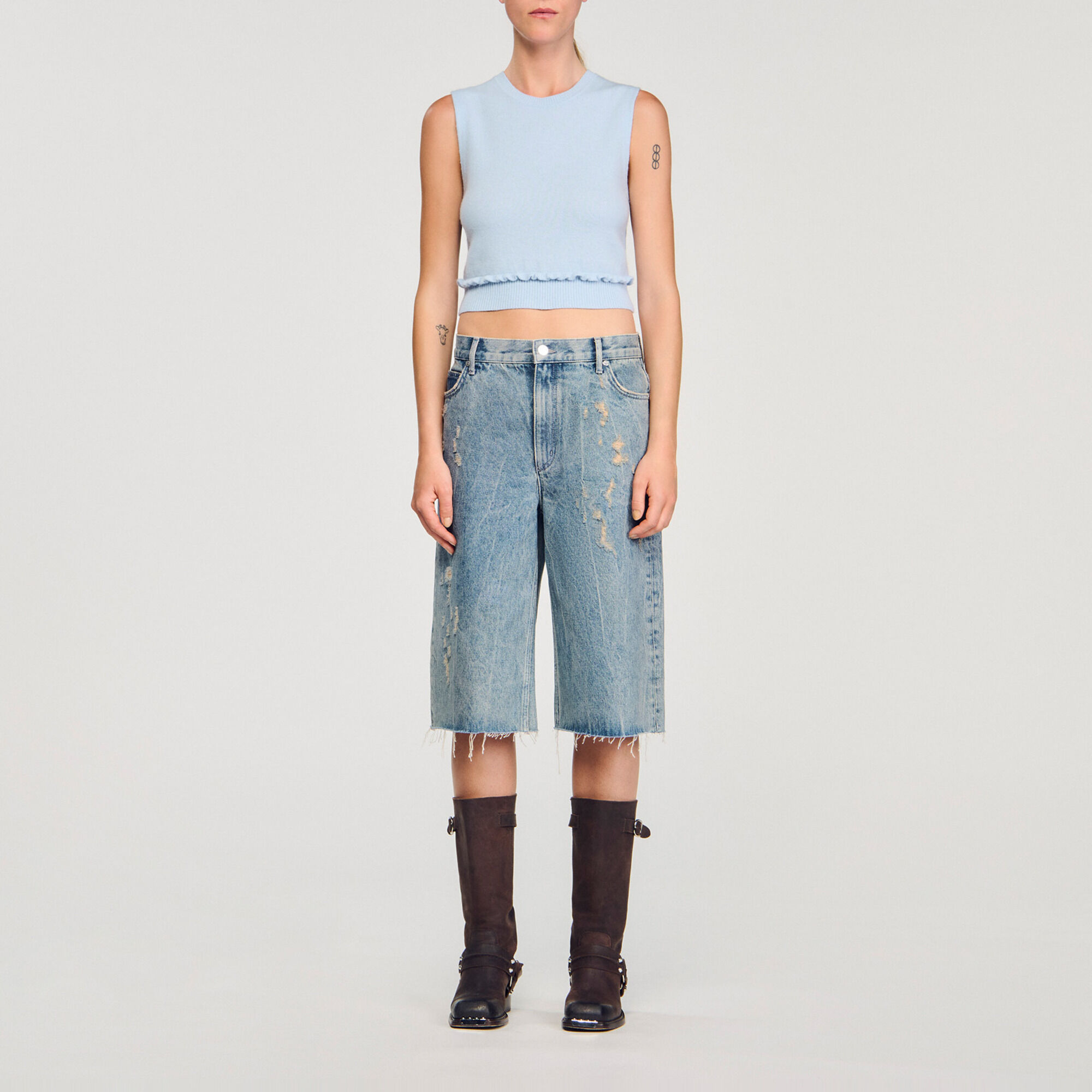 Jersey corto con volante - Mujer | Sandro