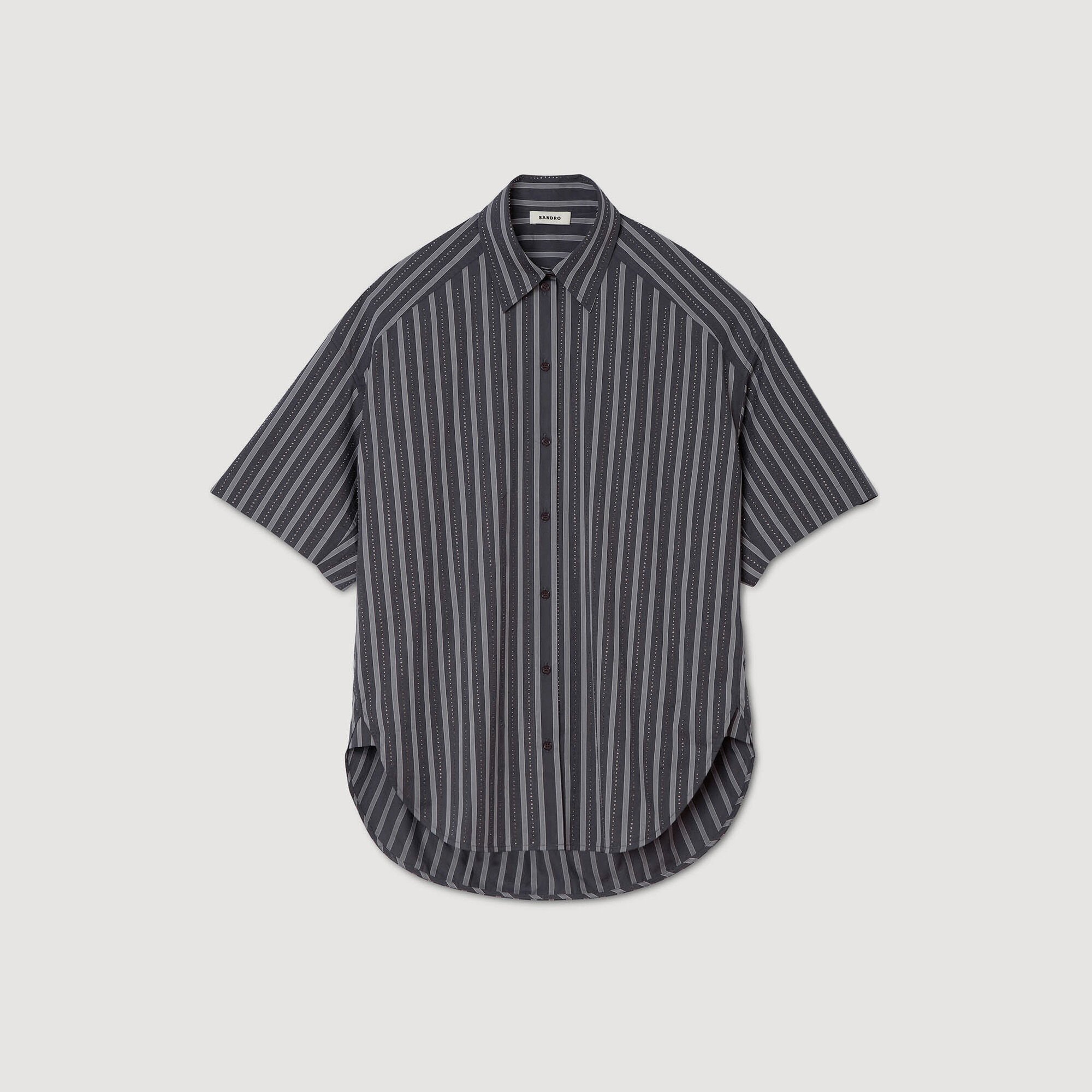 Camisa oversize de rayas con strass