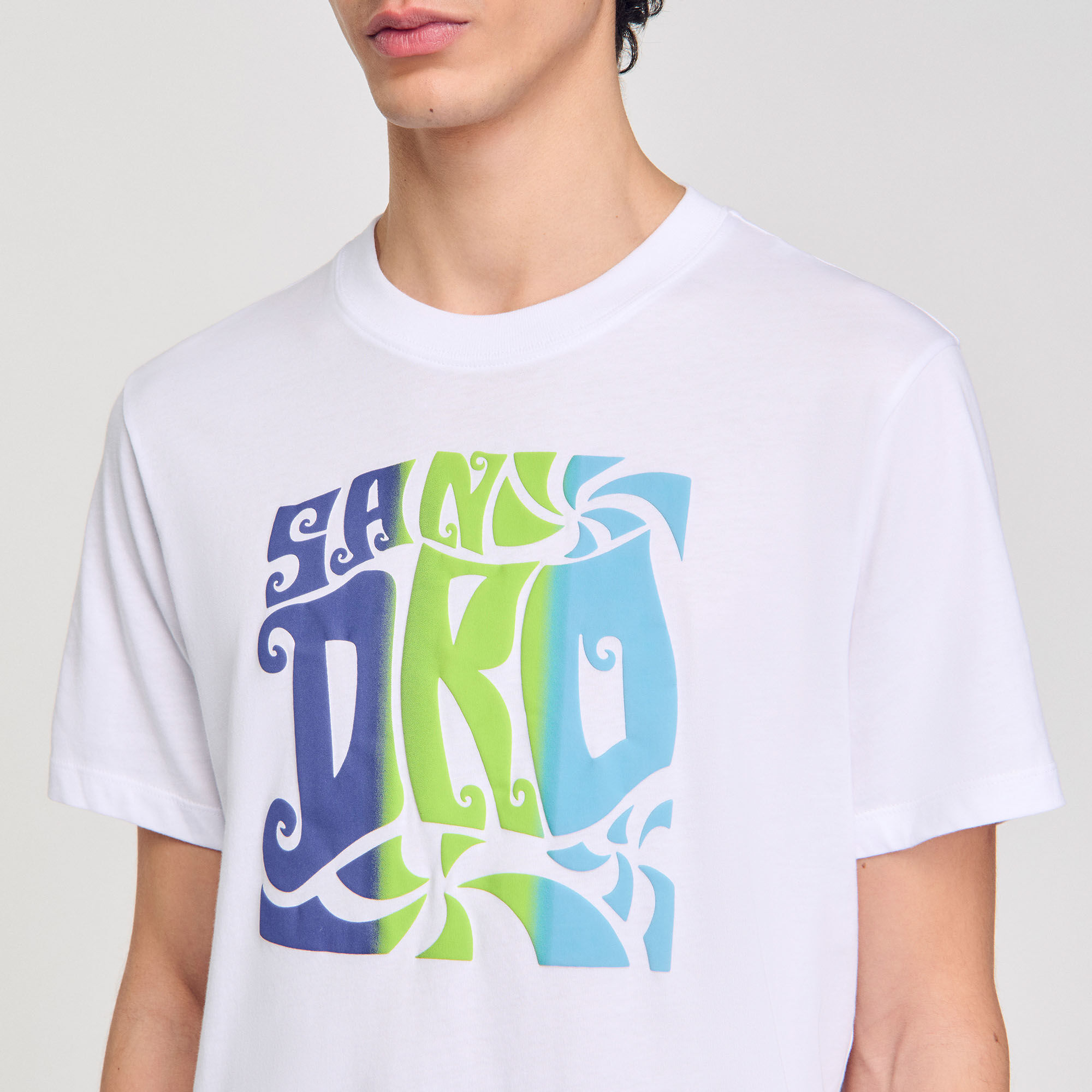 Camiseta de algodón estampado olas