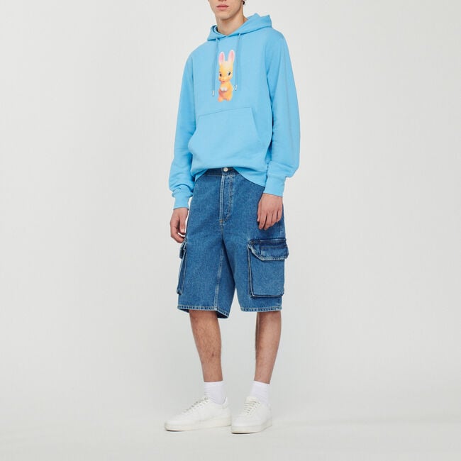 Sudadera con capucha, estampado conejo