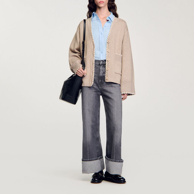 Cárdigan con ribete en contraste