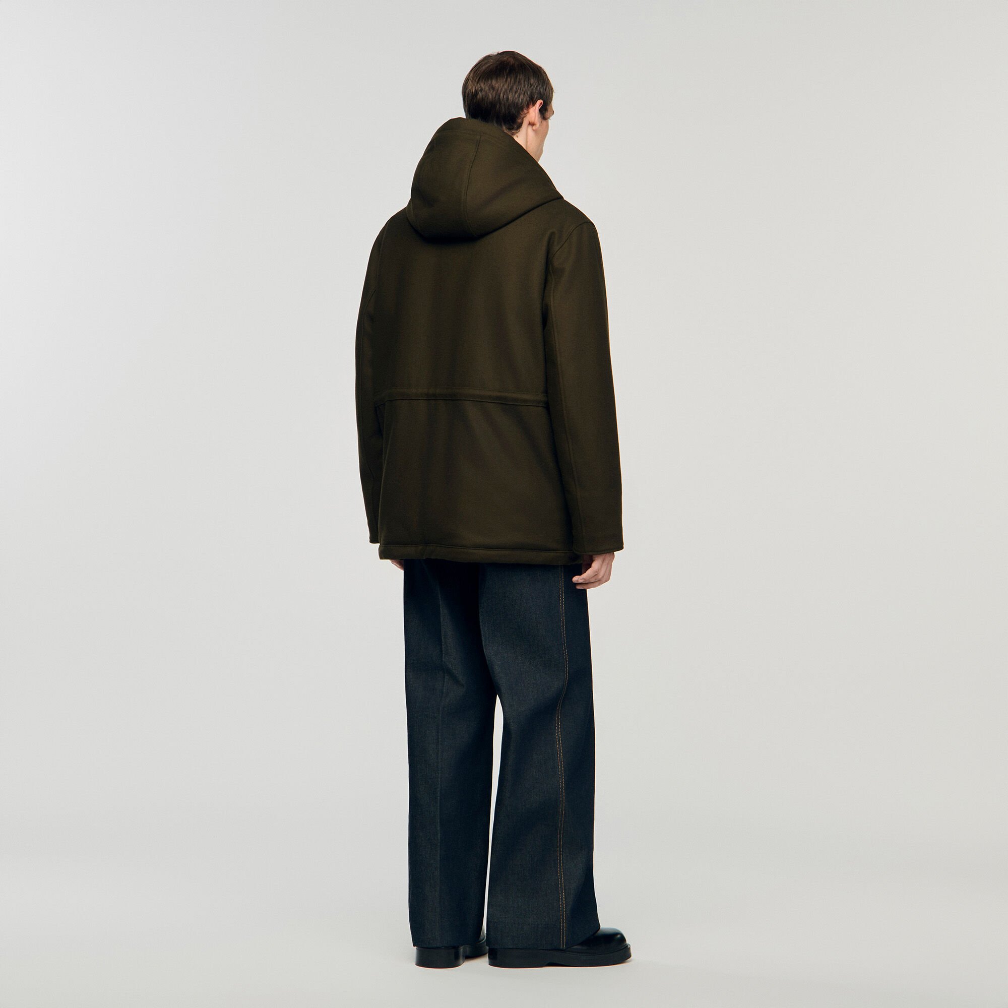 Parka de lana con capucha