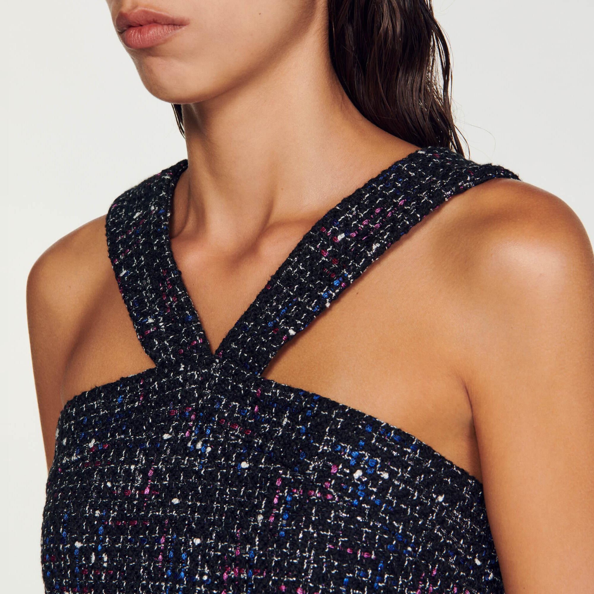 Top tipo corpiño de tweed