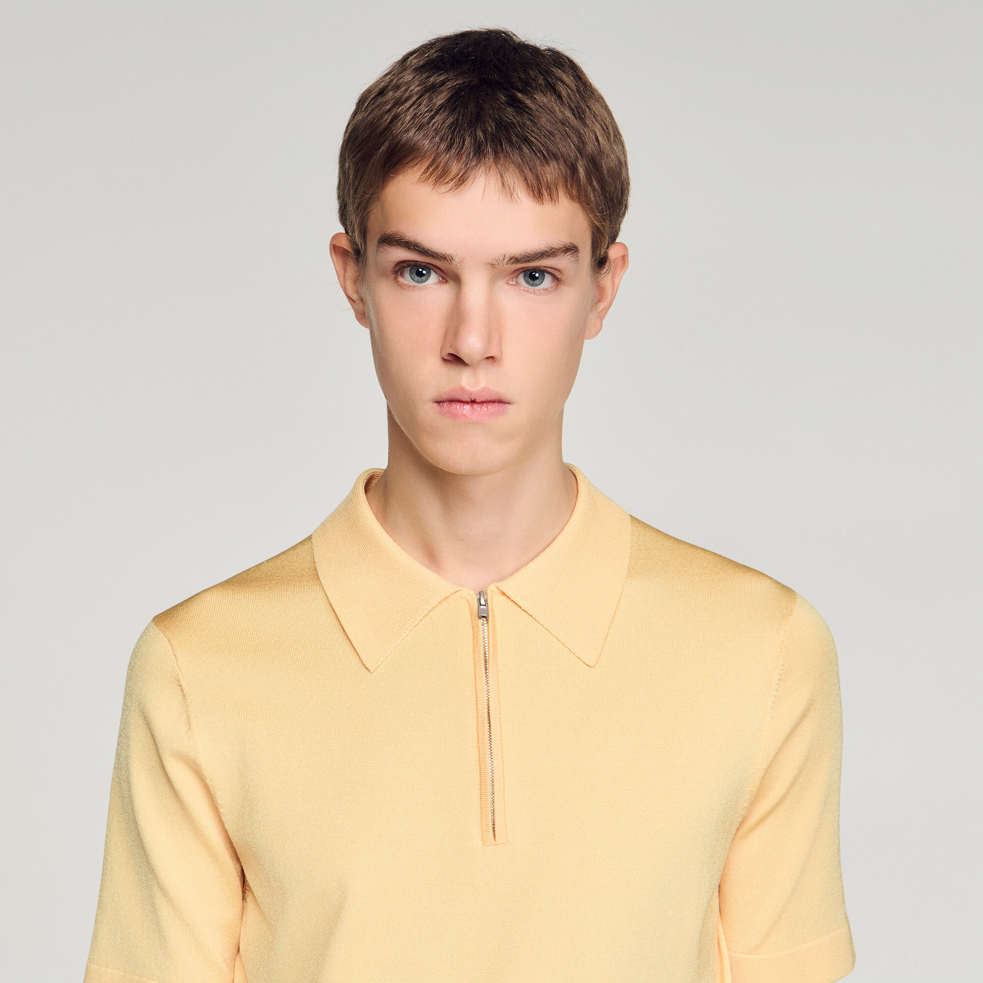 Polo de punto con cuello con cremallera