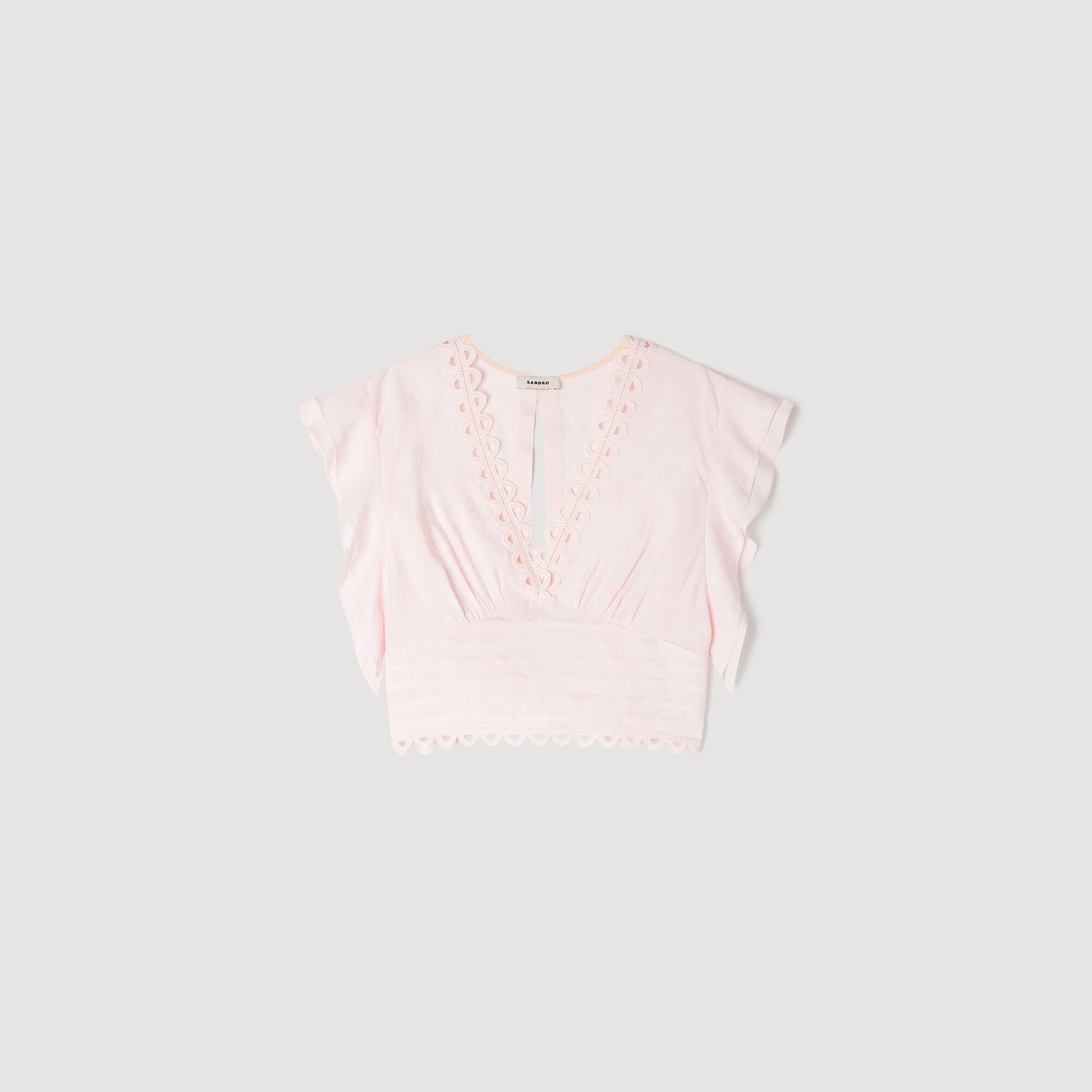 Top corto con jacquard de flores