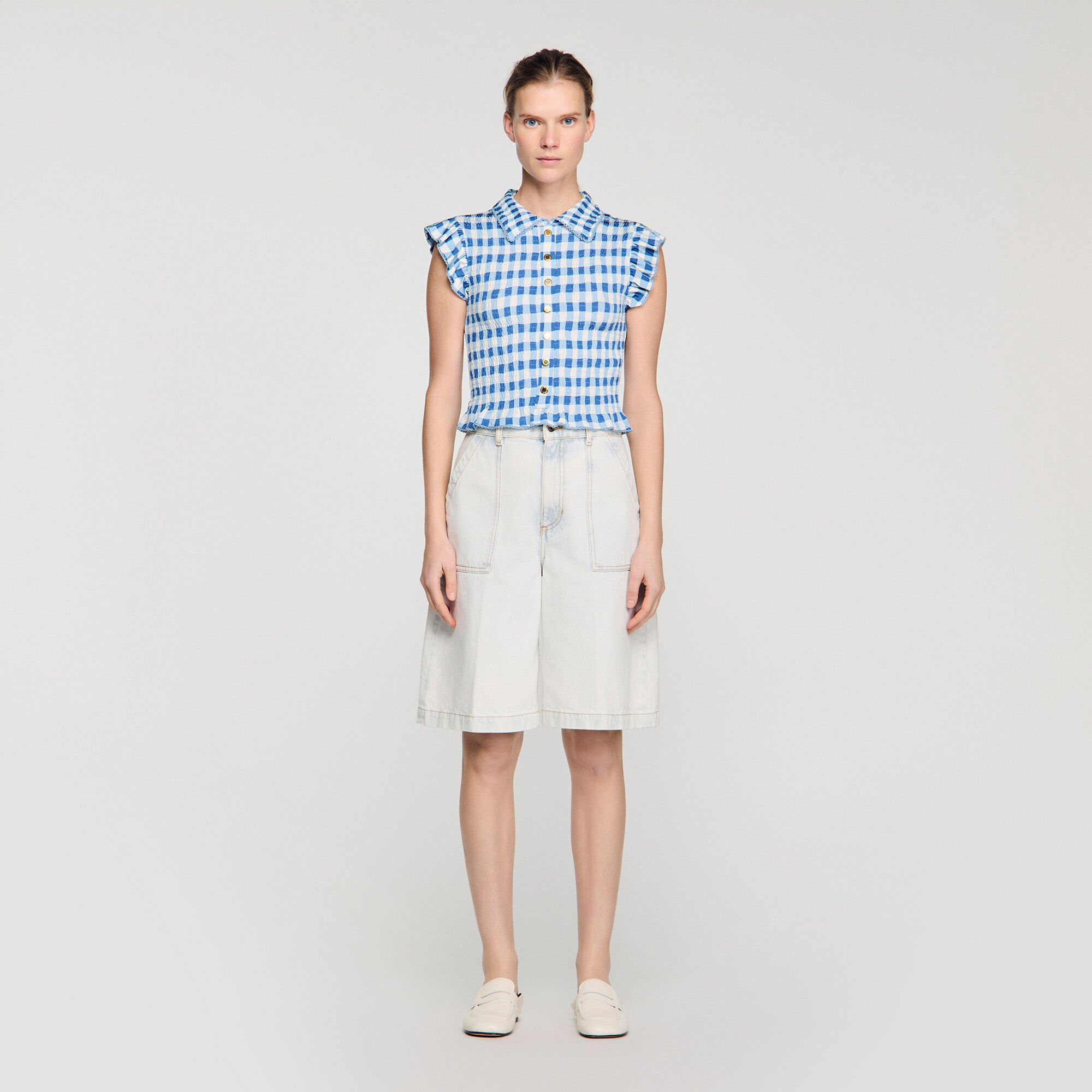 Camiseta fruncida vichy