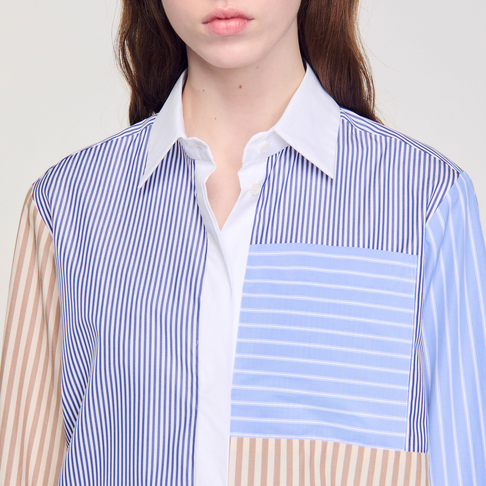 Camisa con mezcla de rayas