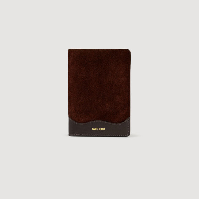 Funda de pasaporte de cuero y ante