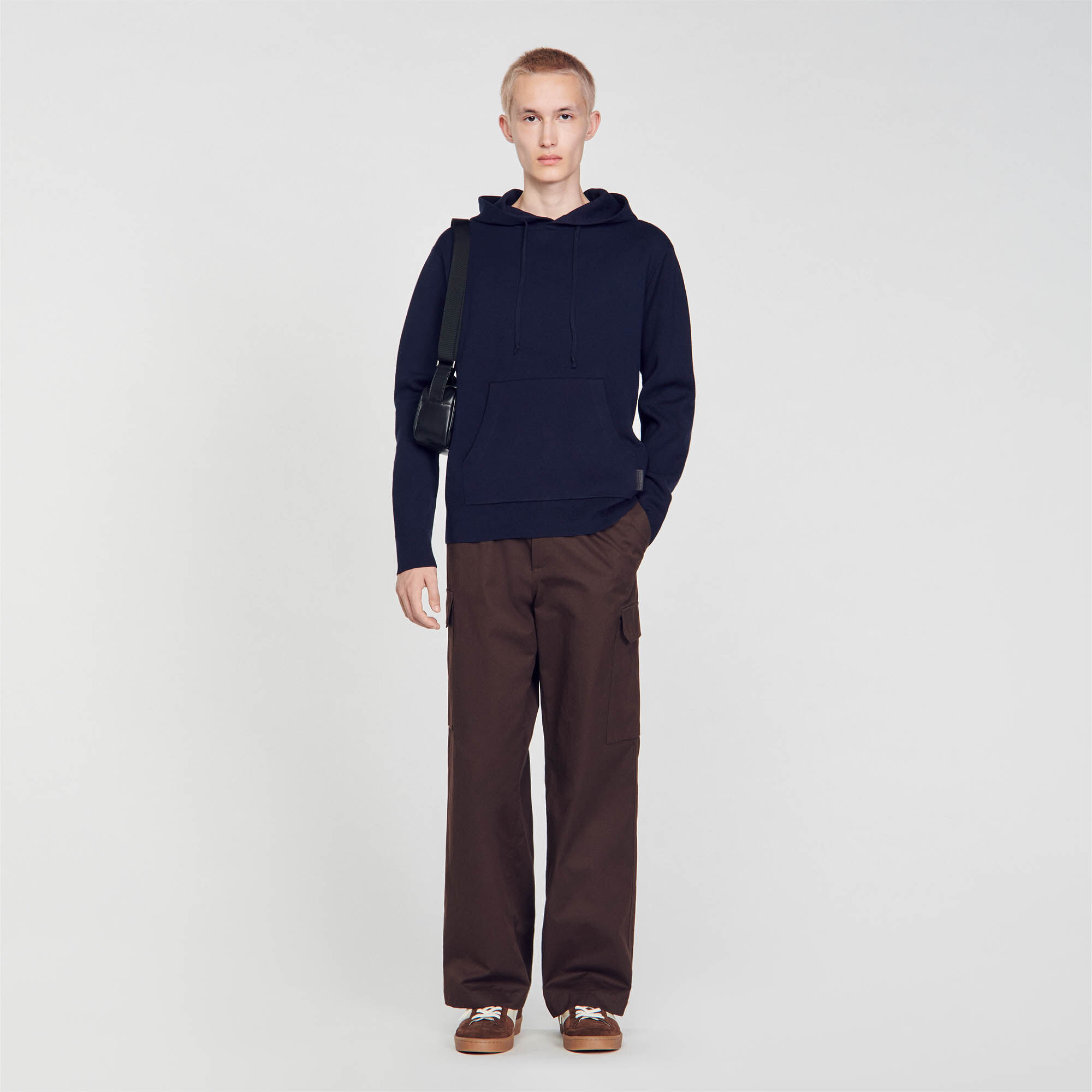 Sudadera con capucha de punto azul para hombre Sandro Paris