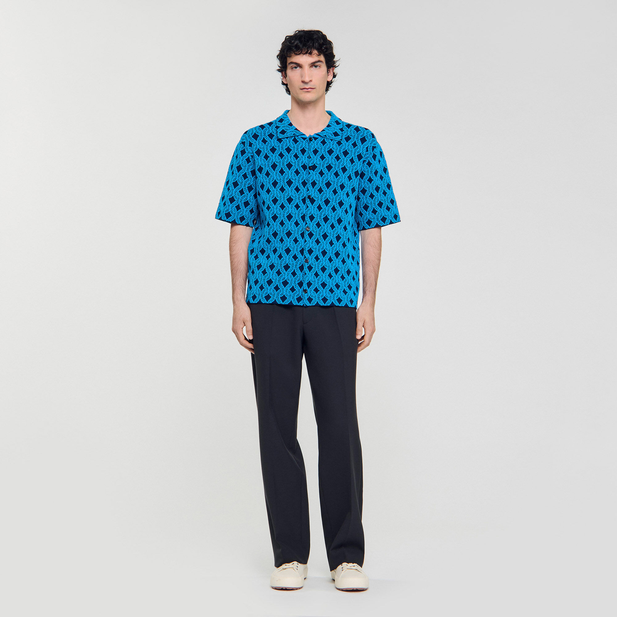 Camisa cárdigan de jacquard cuerda