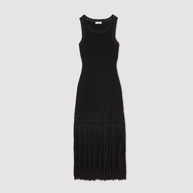 Vestido de punto con flecos