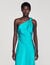 Vestido largo satinado con nudo