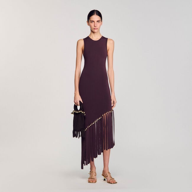 Maxivestido con flecos y cuentas