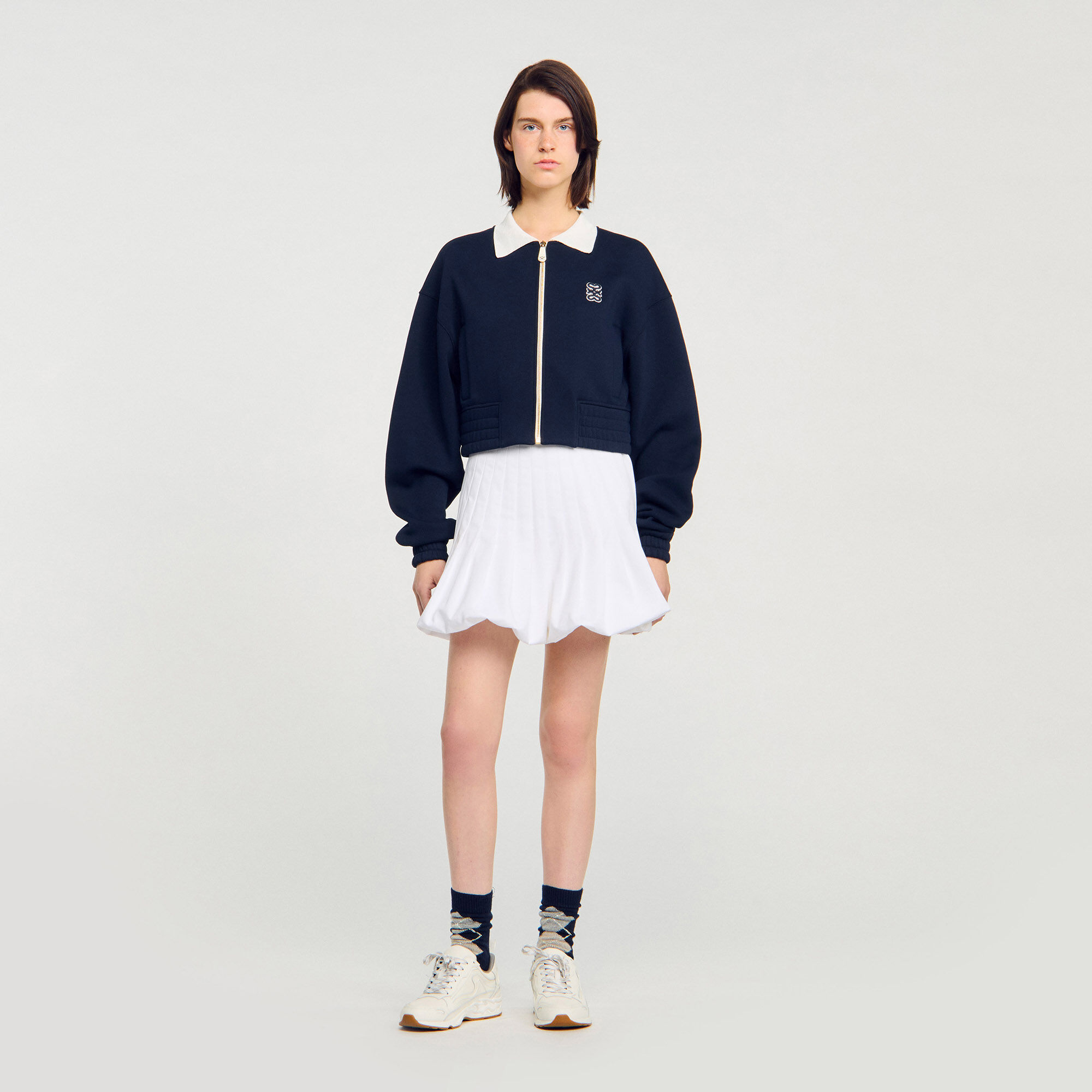 Sudadera corta bicolor
