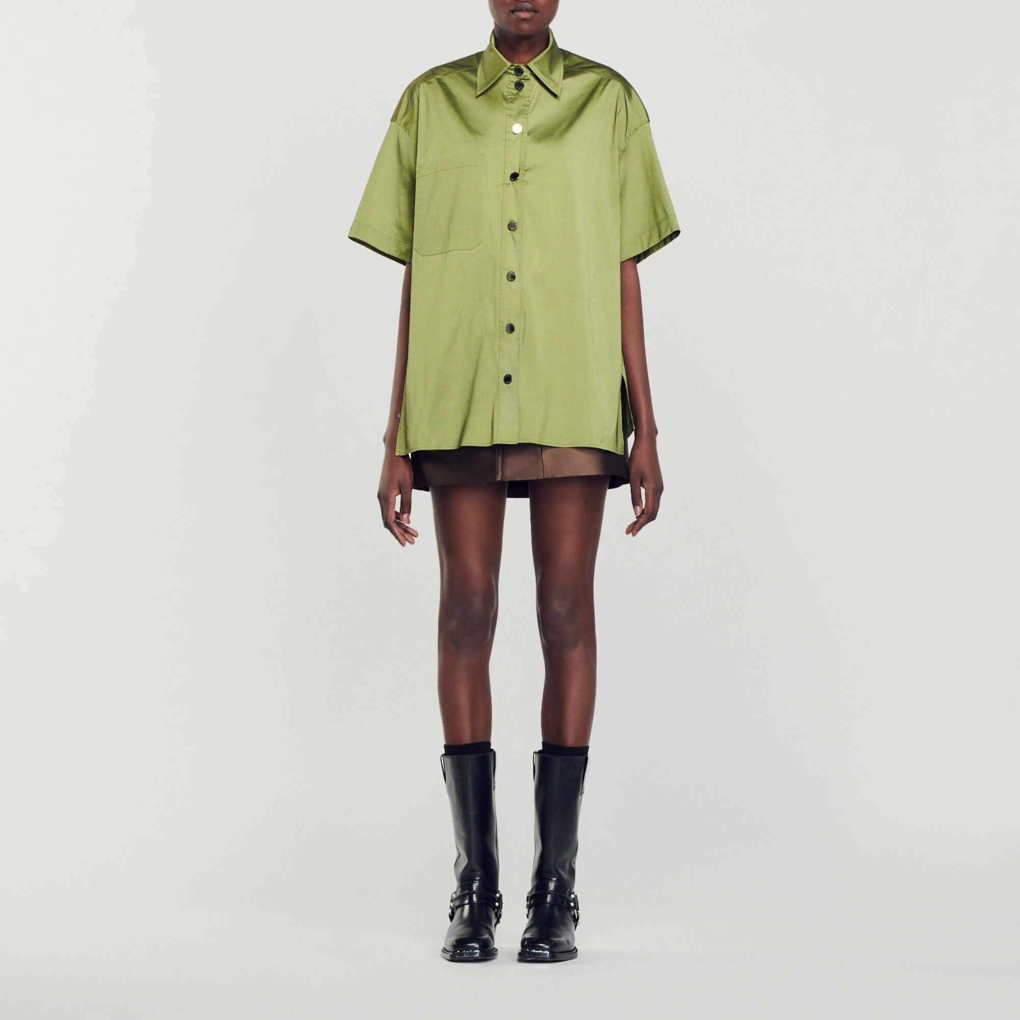 Camisa oversize satinada