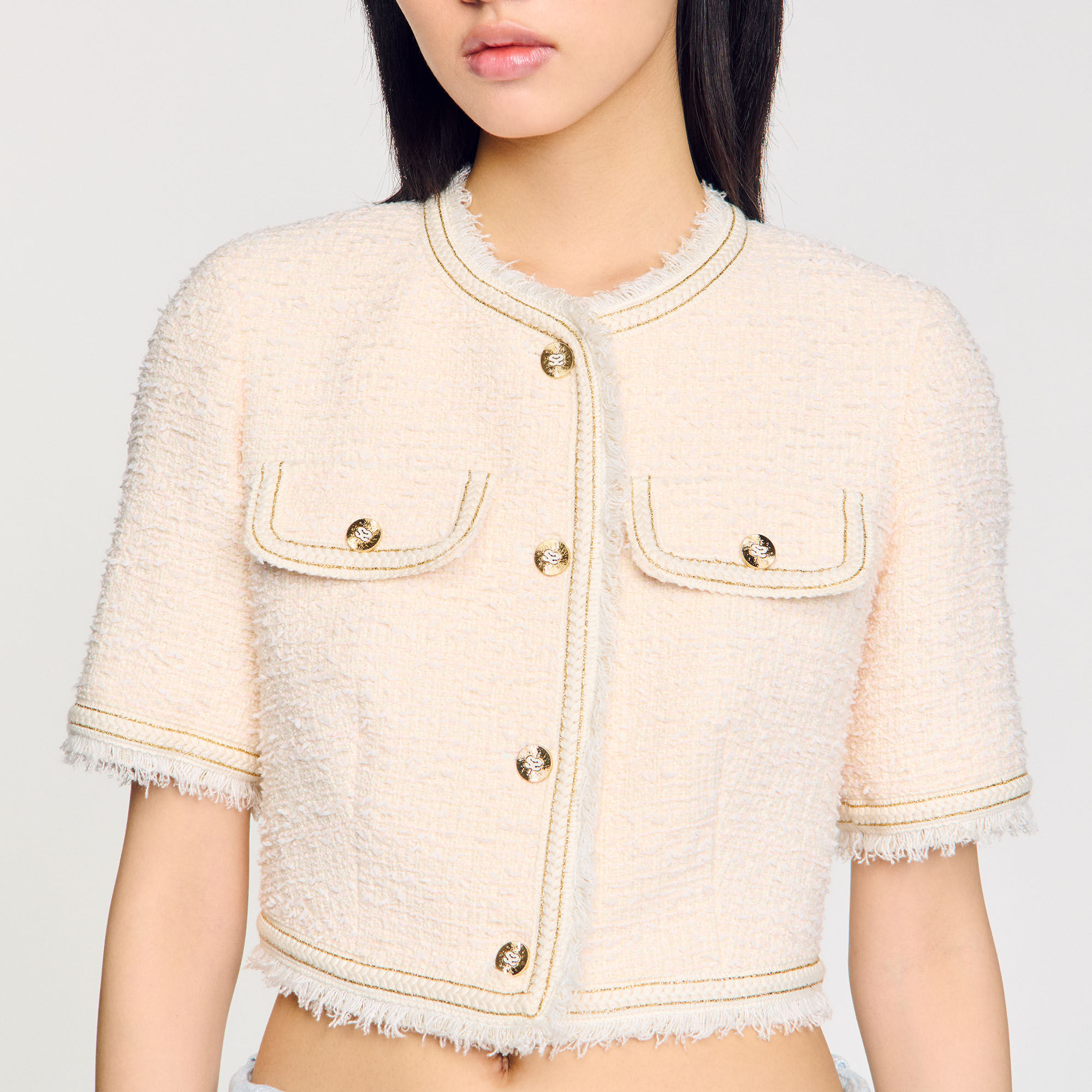 Chaqueta de manga corta de tweed