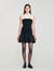 Vestido corto bicolor con volantes