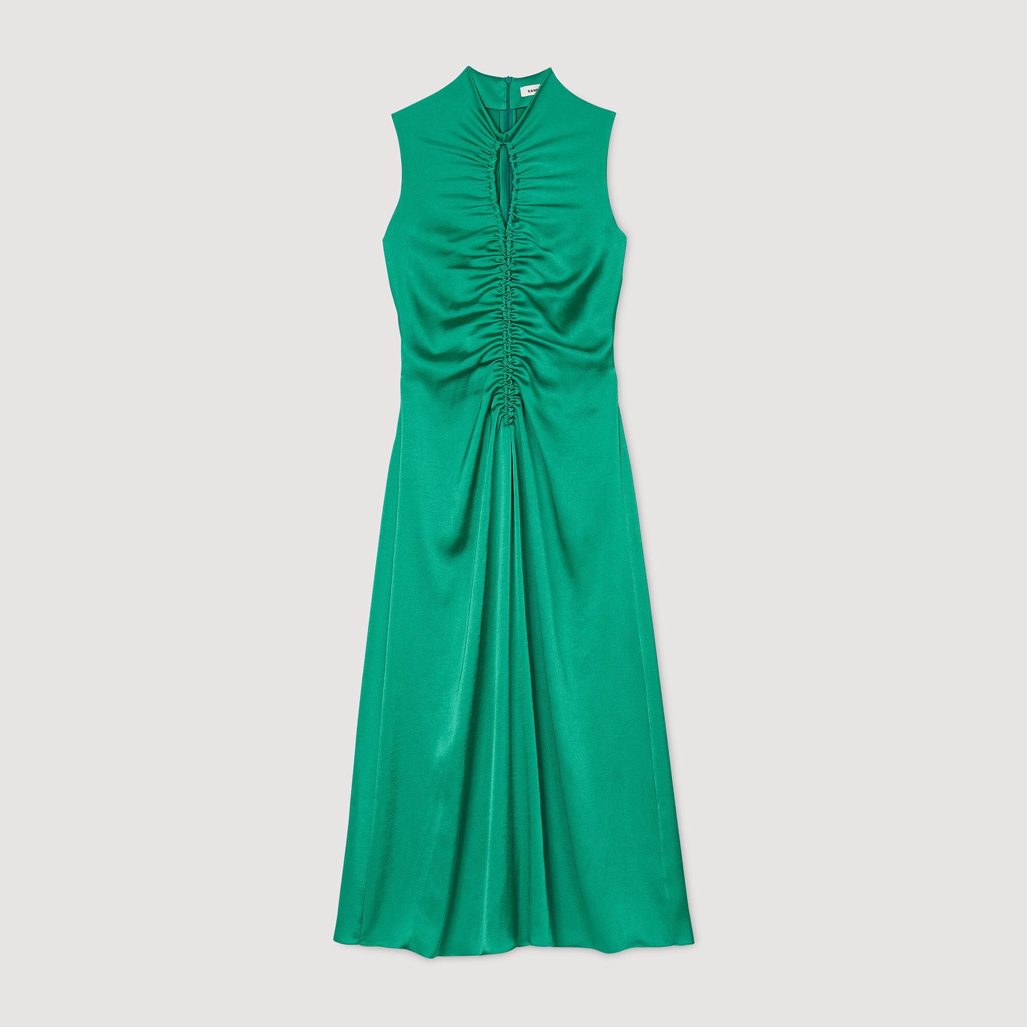 Vestido drapeado de raso
