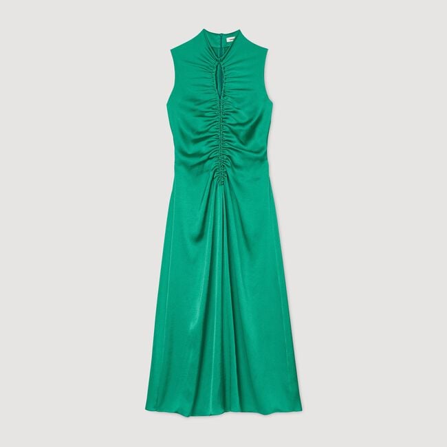 Vestido drapeado de raso