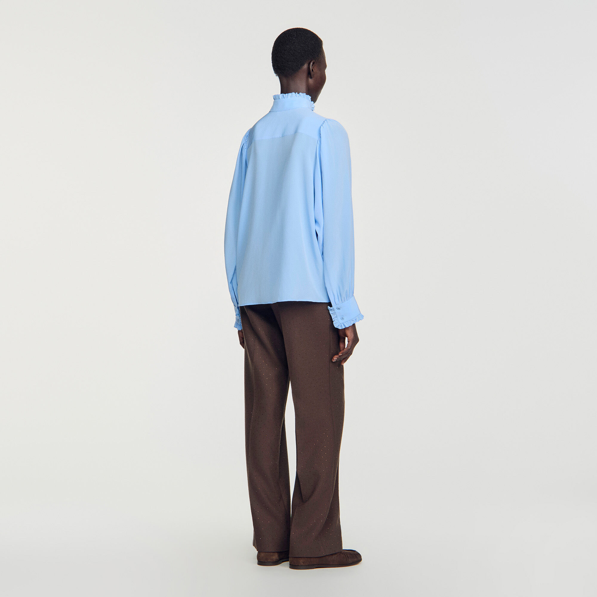 Camisa de seda con cuello fruncido - Mujer | Sandro