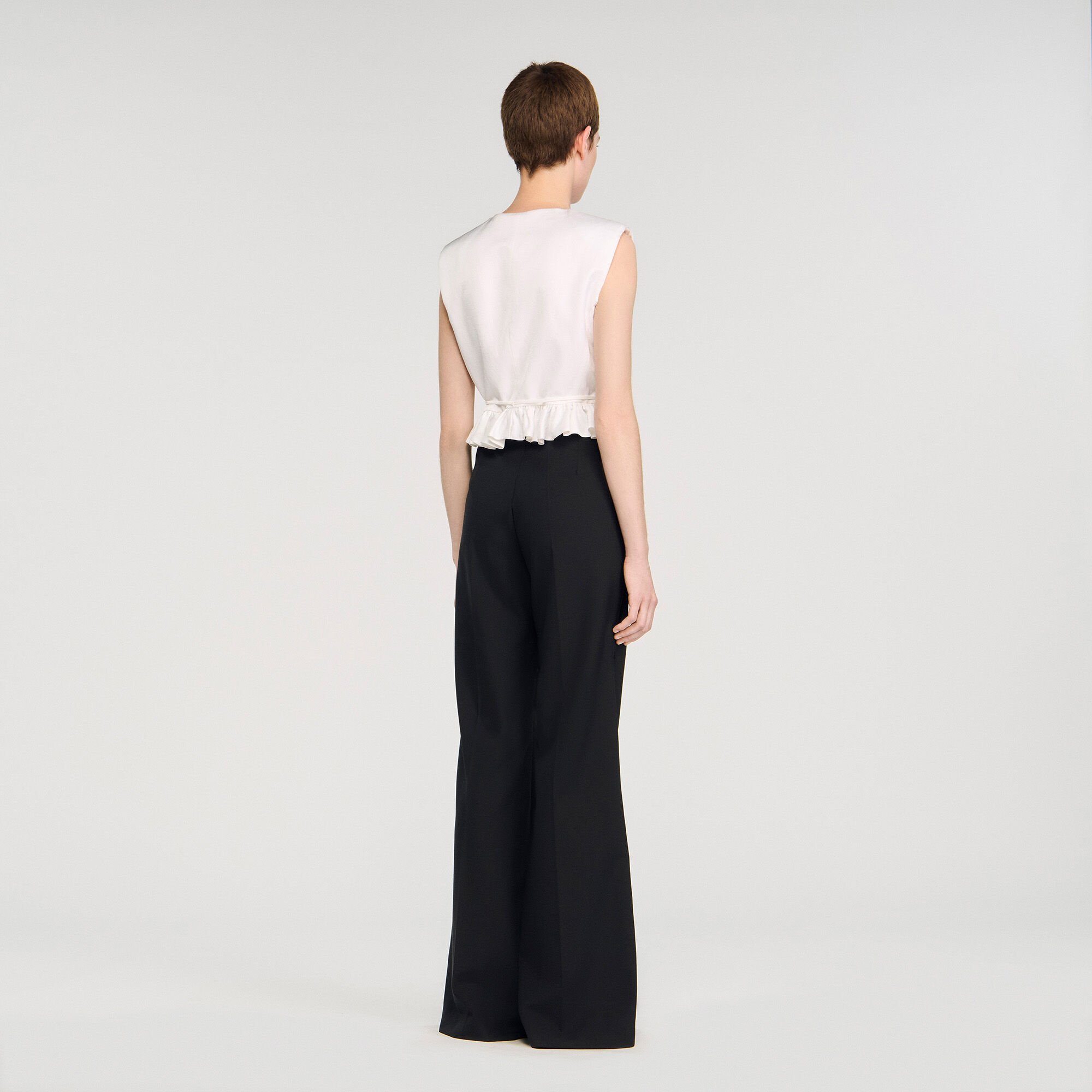 Pantalón de traje banda satinada