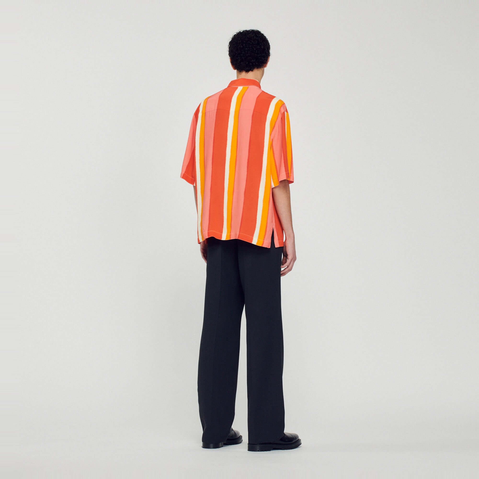 Camisa fluida de manga corta de rayas