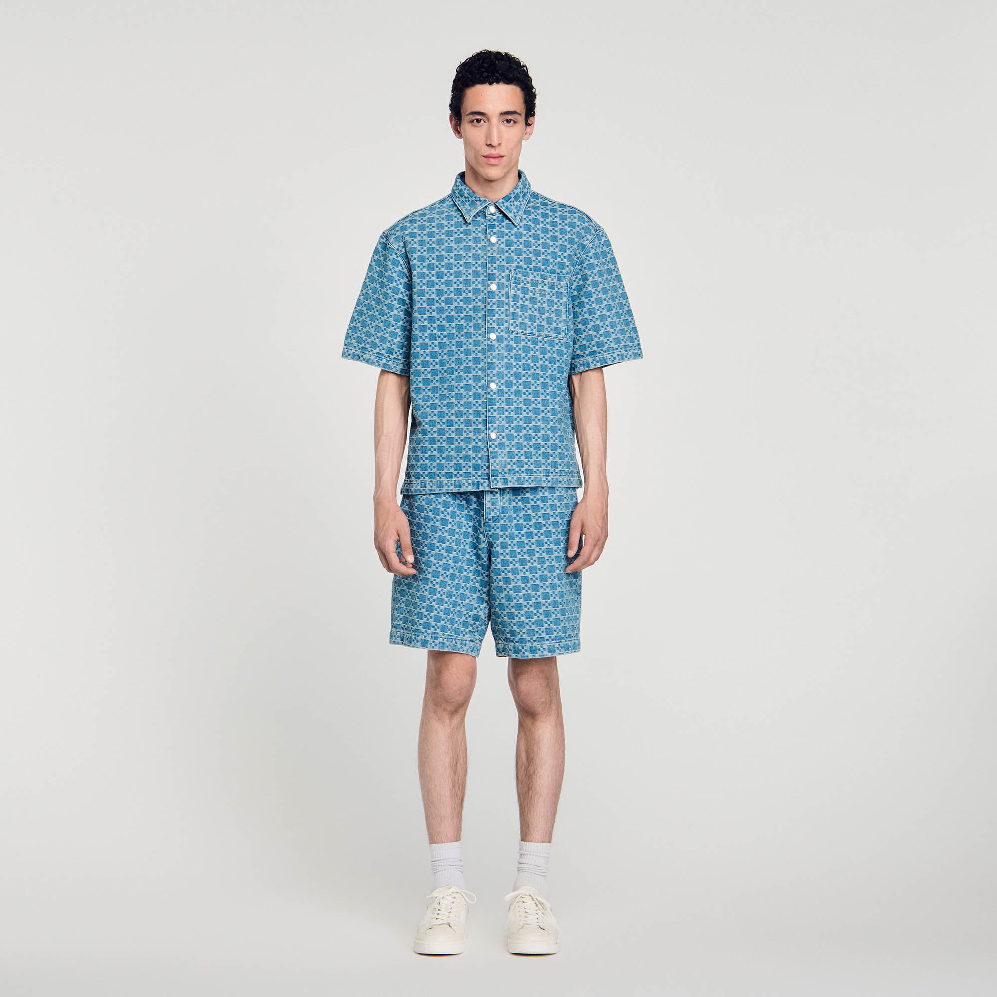Camisa denim square cross