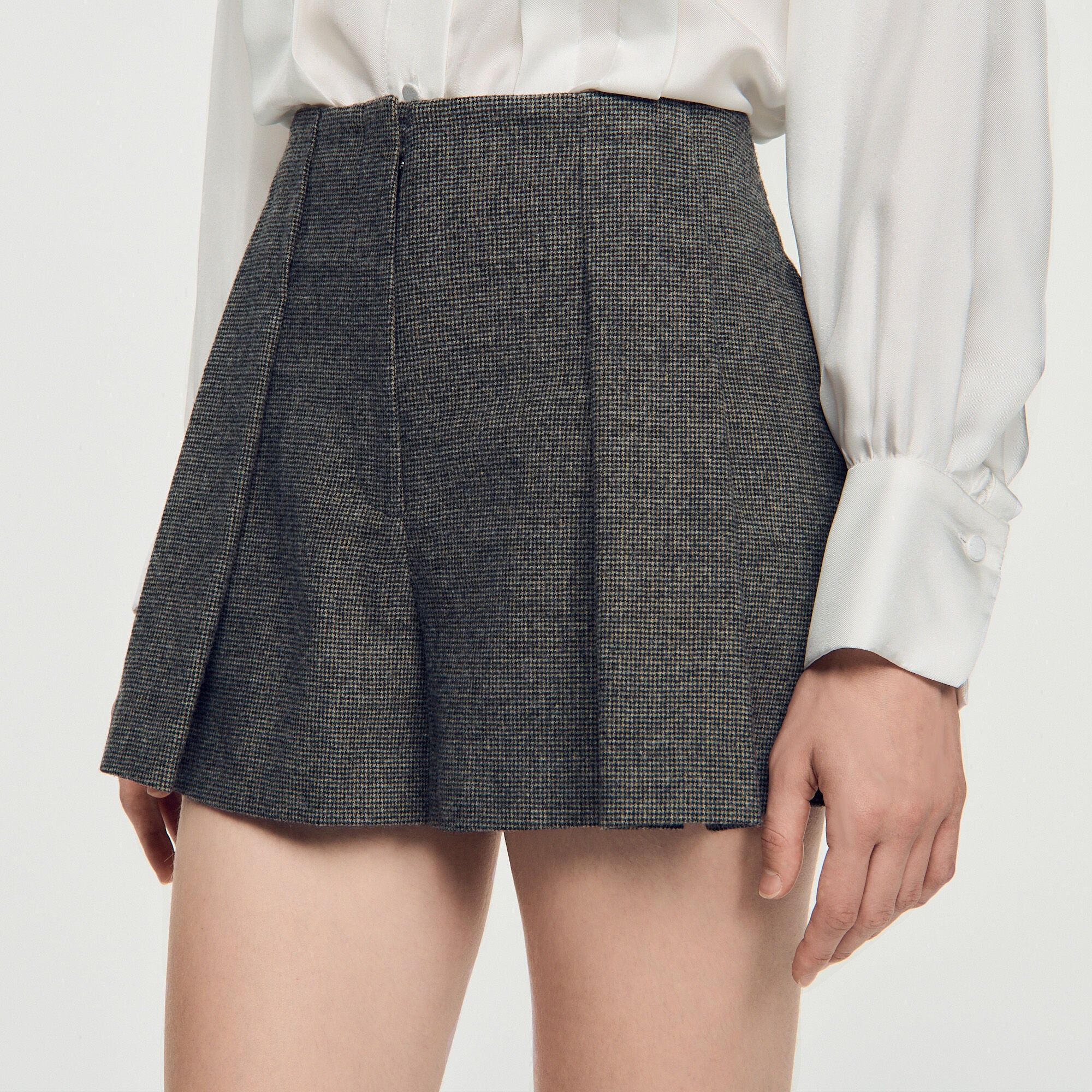 Short de lana pata de gallo - Mujer | Sandro