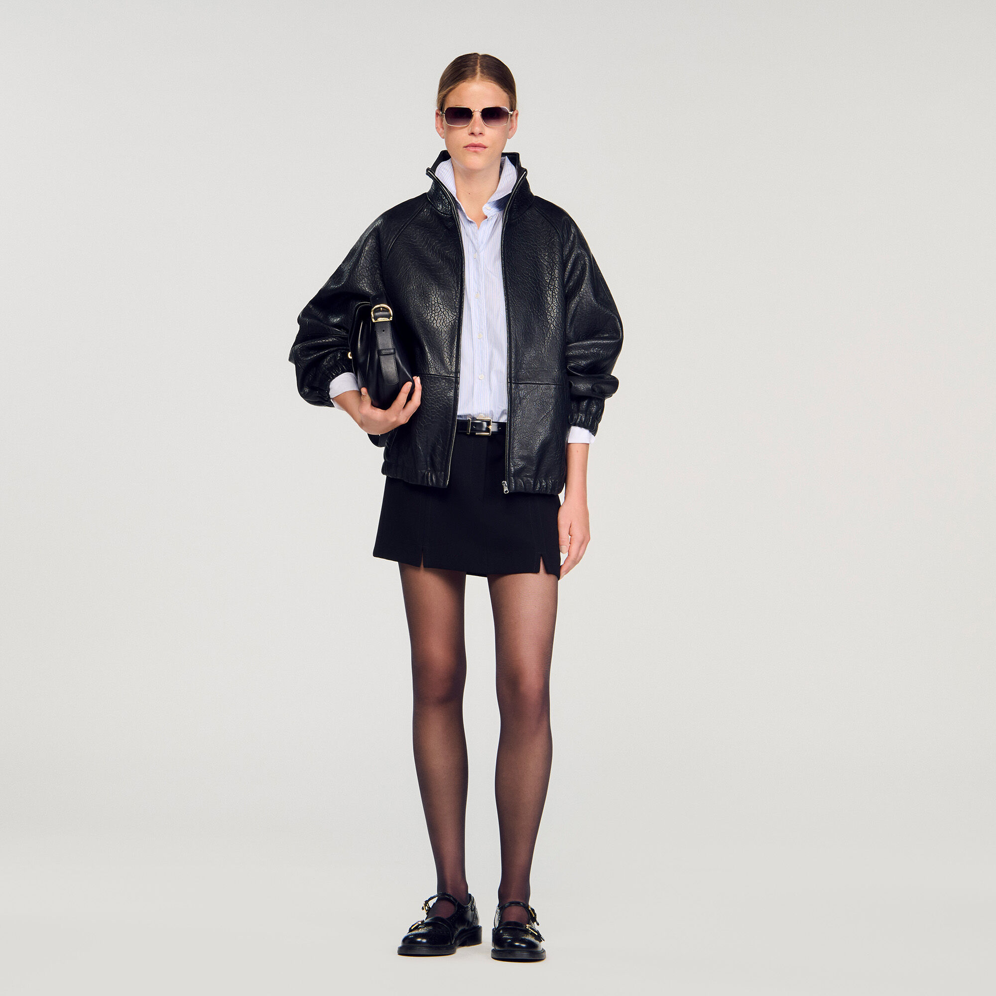 Cazadora de cuero oversize