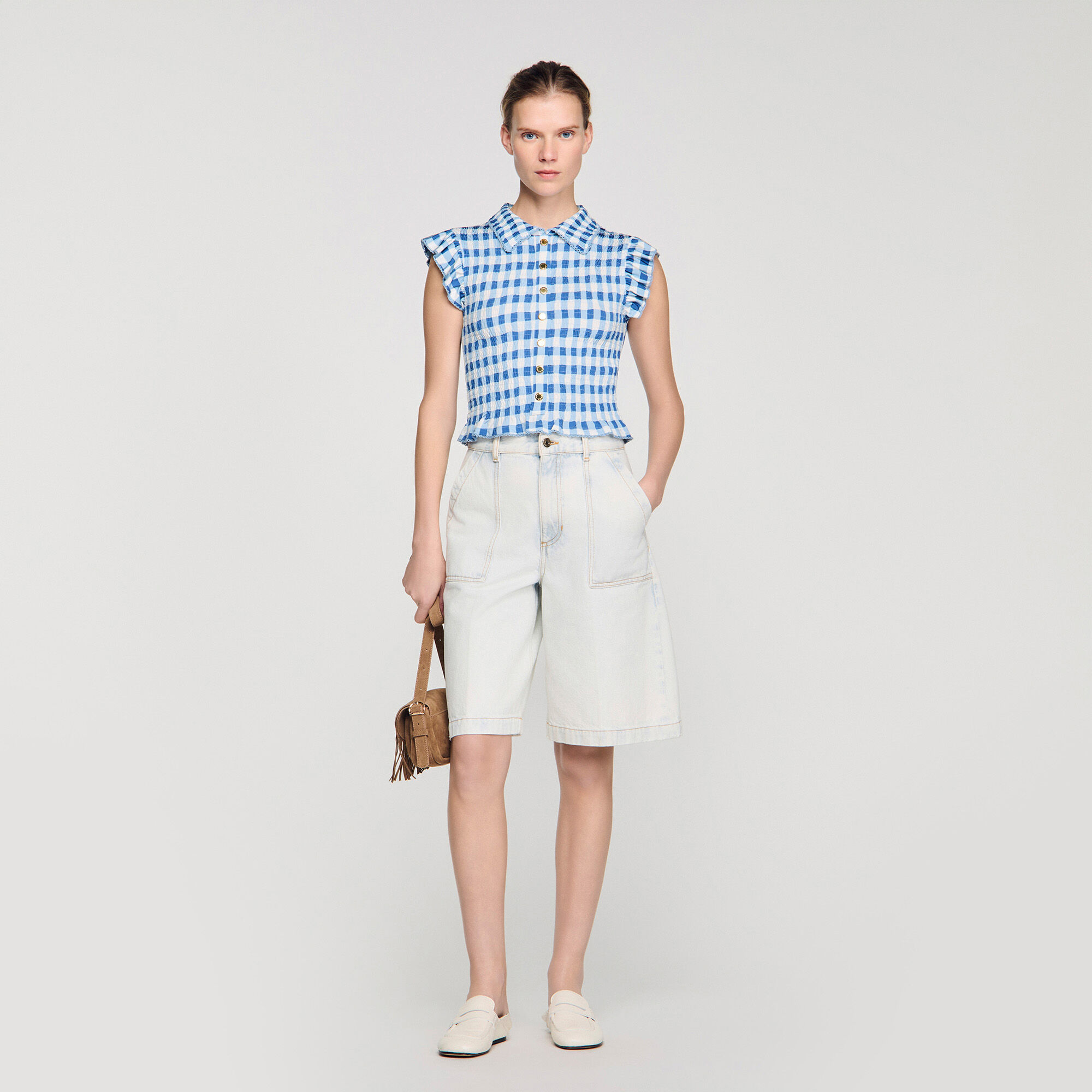 Camiseta fruncida vichy