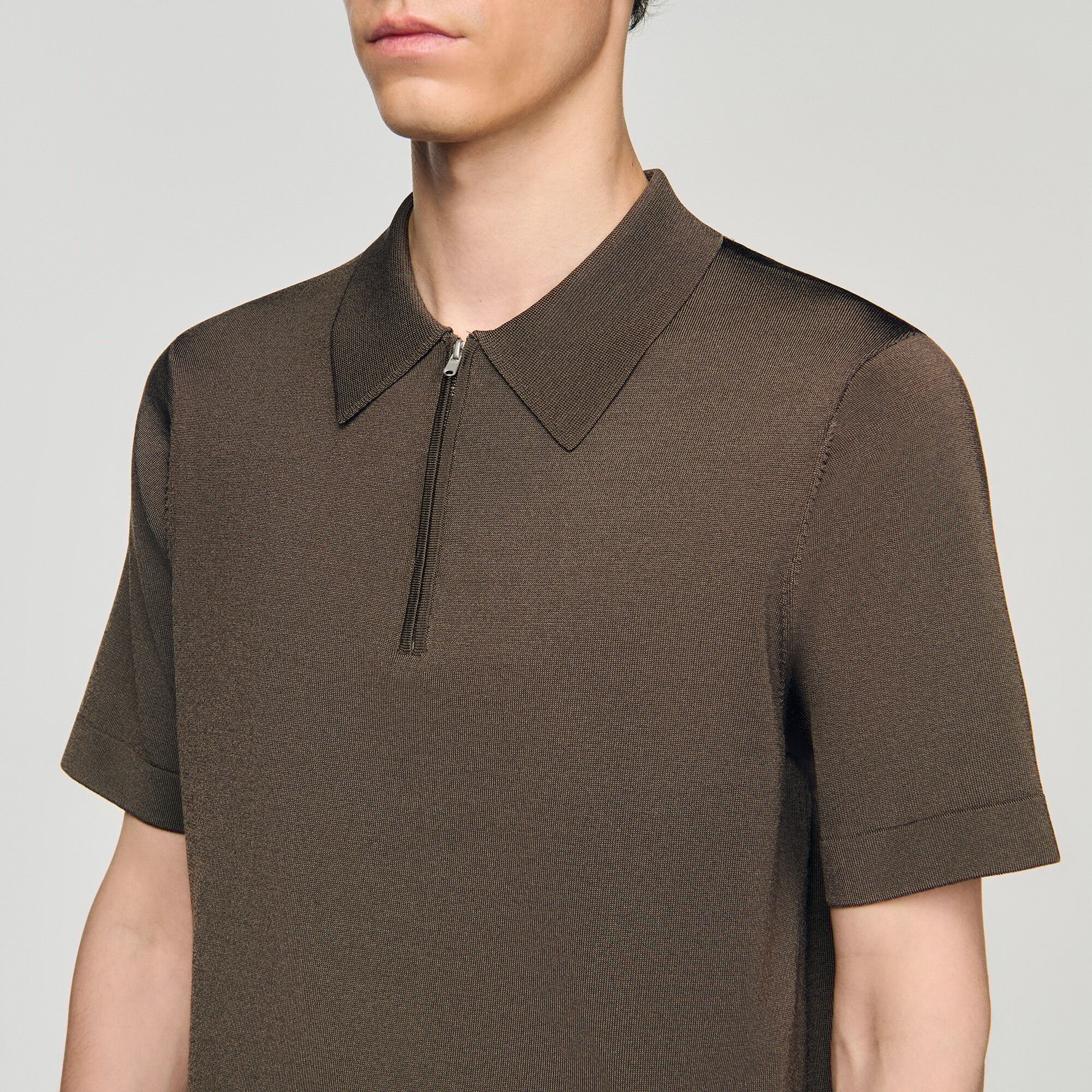 Polo de punto con cuello con cremallera
