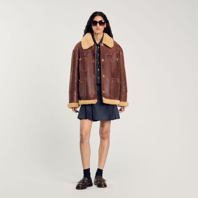Chaqueta de cuero con lana