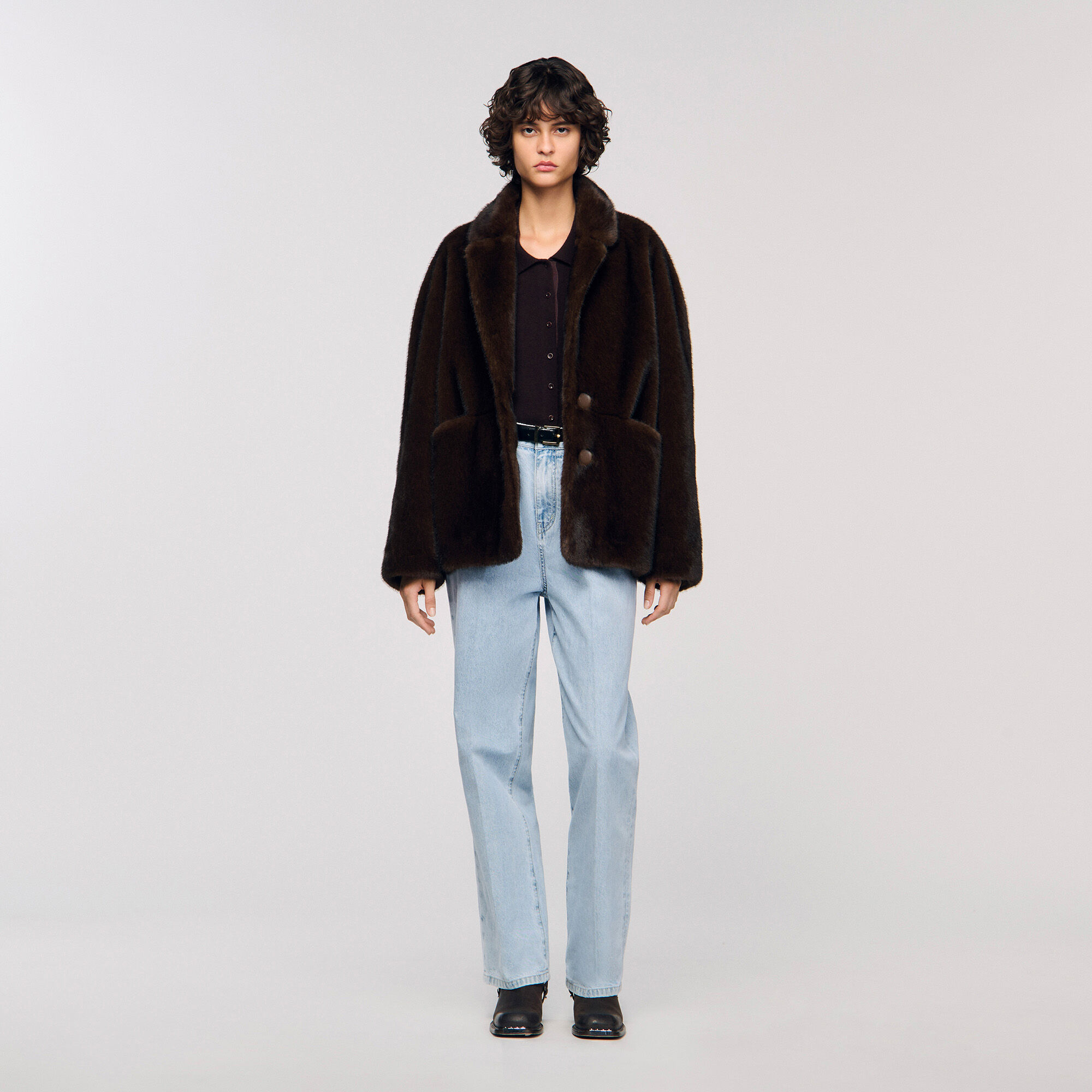 Abrigo chaqueta de pelo sintético