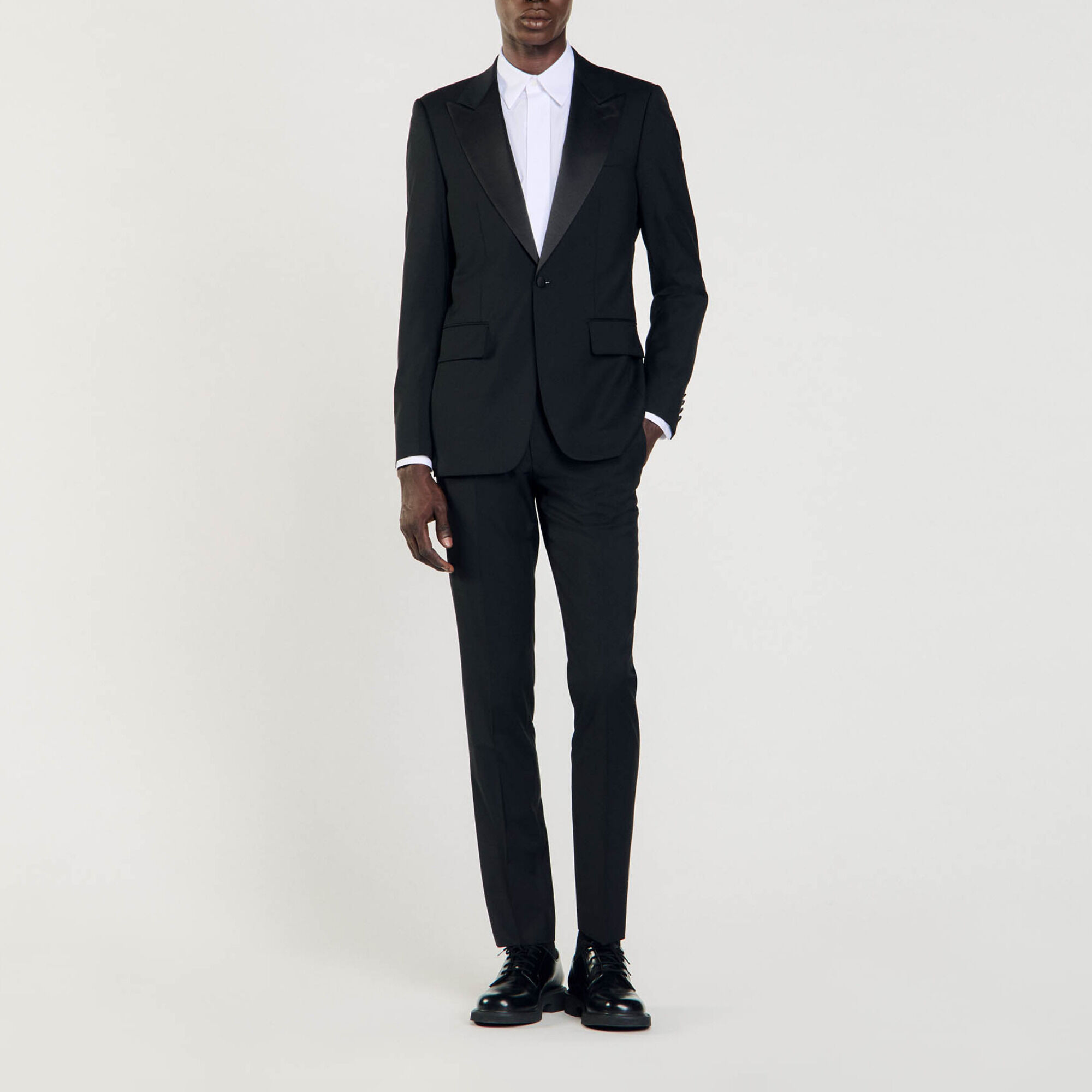 Chaqueta de esmoquin negro gris para hombre Sandro Paris