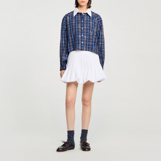 Camisa a cuadros con strass - Mujer | Sandro