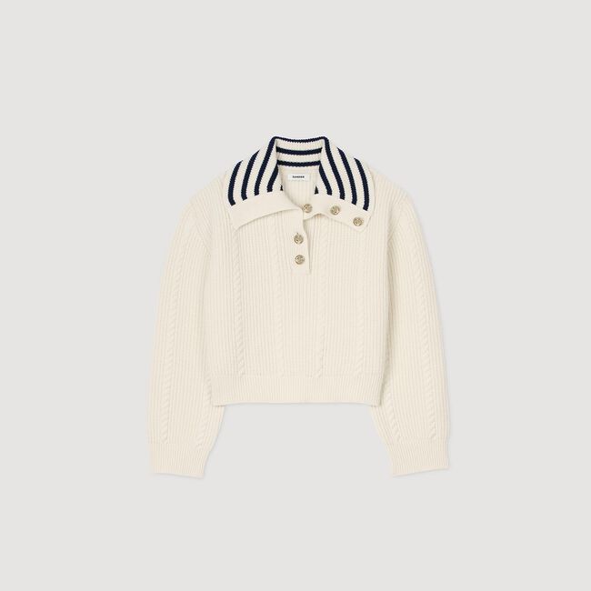 Jersey con cuello tipo chaquetón a rayas