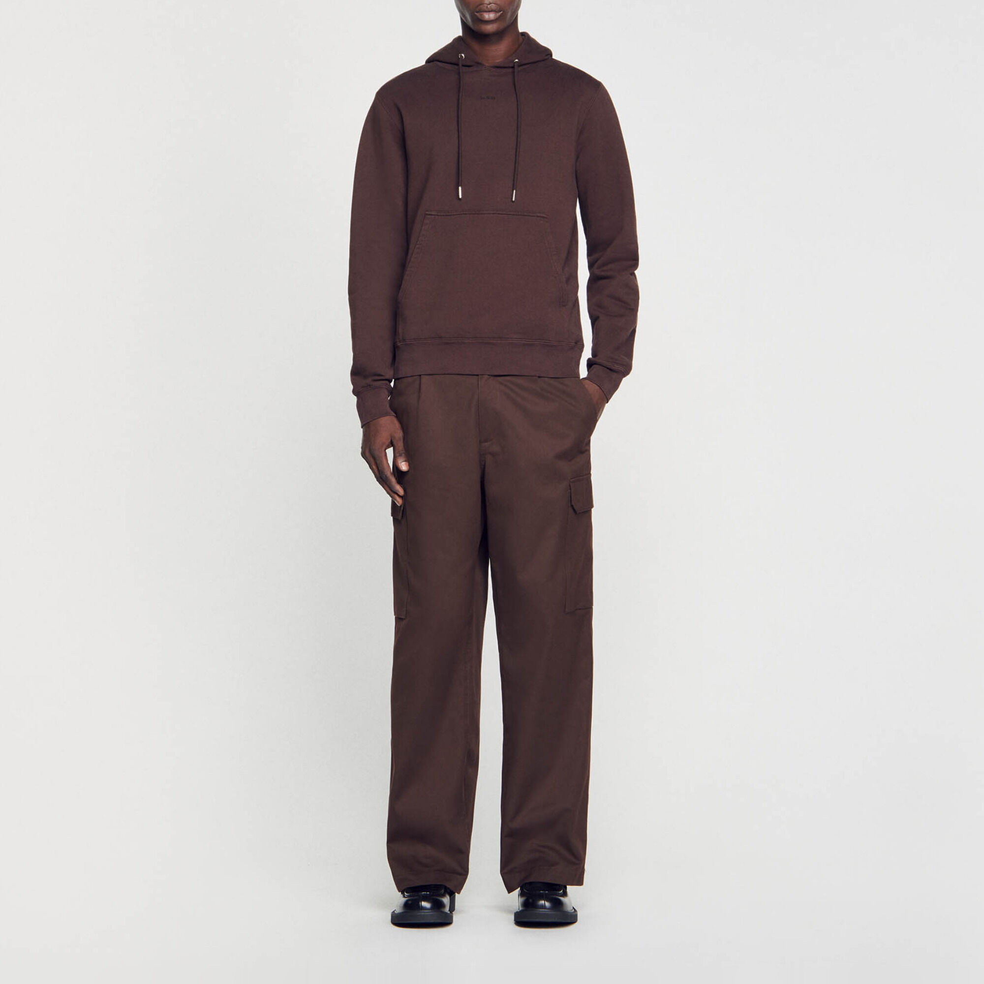 Sudadera hombre bordado algodon organico Brown Sandro Paris