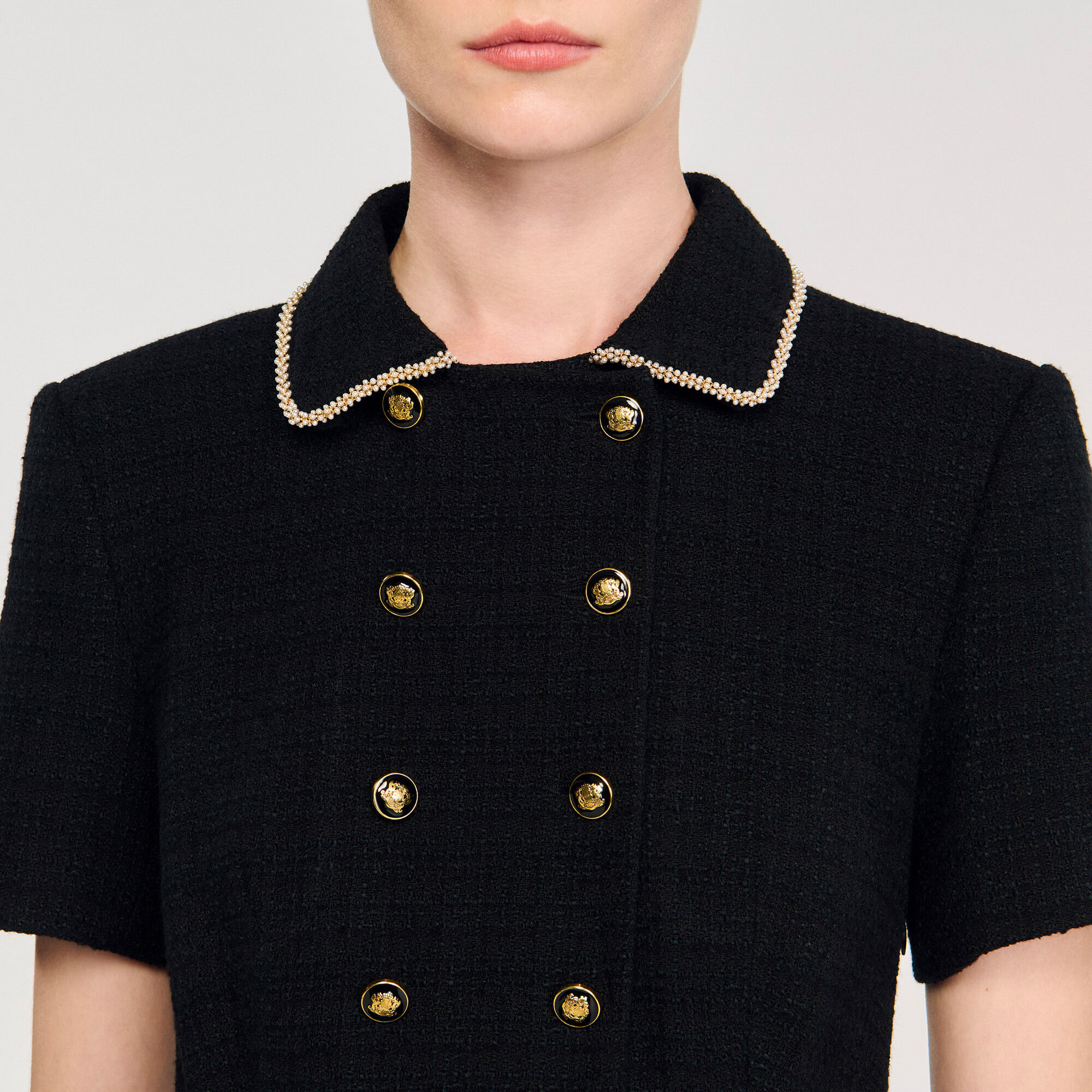 Vestido corto de tweed con botones - Mujer | Sandro
